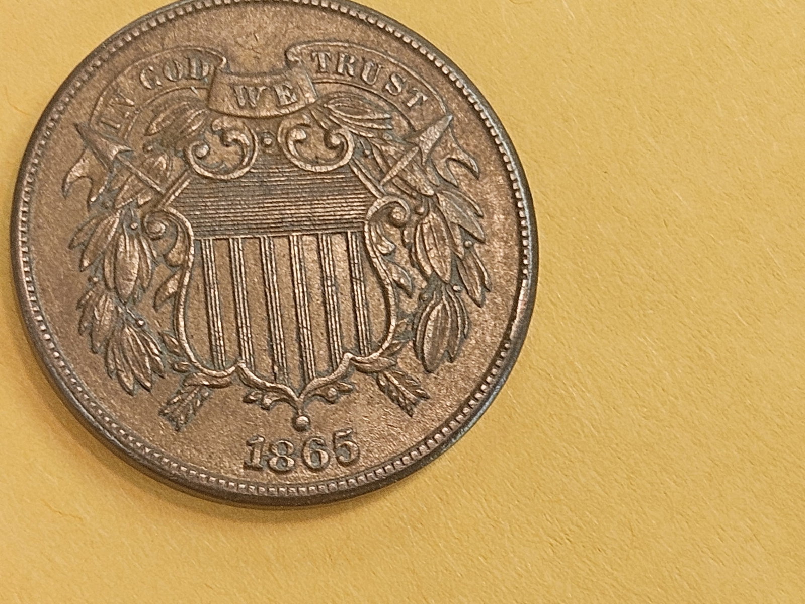 Choice Uncirculated 1865 Two Cent piece - 4