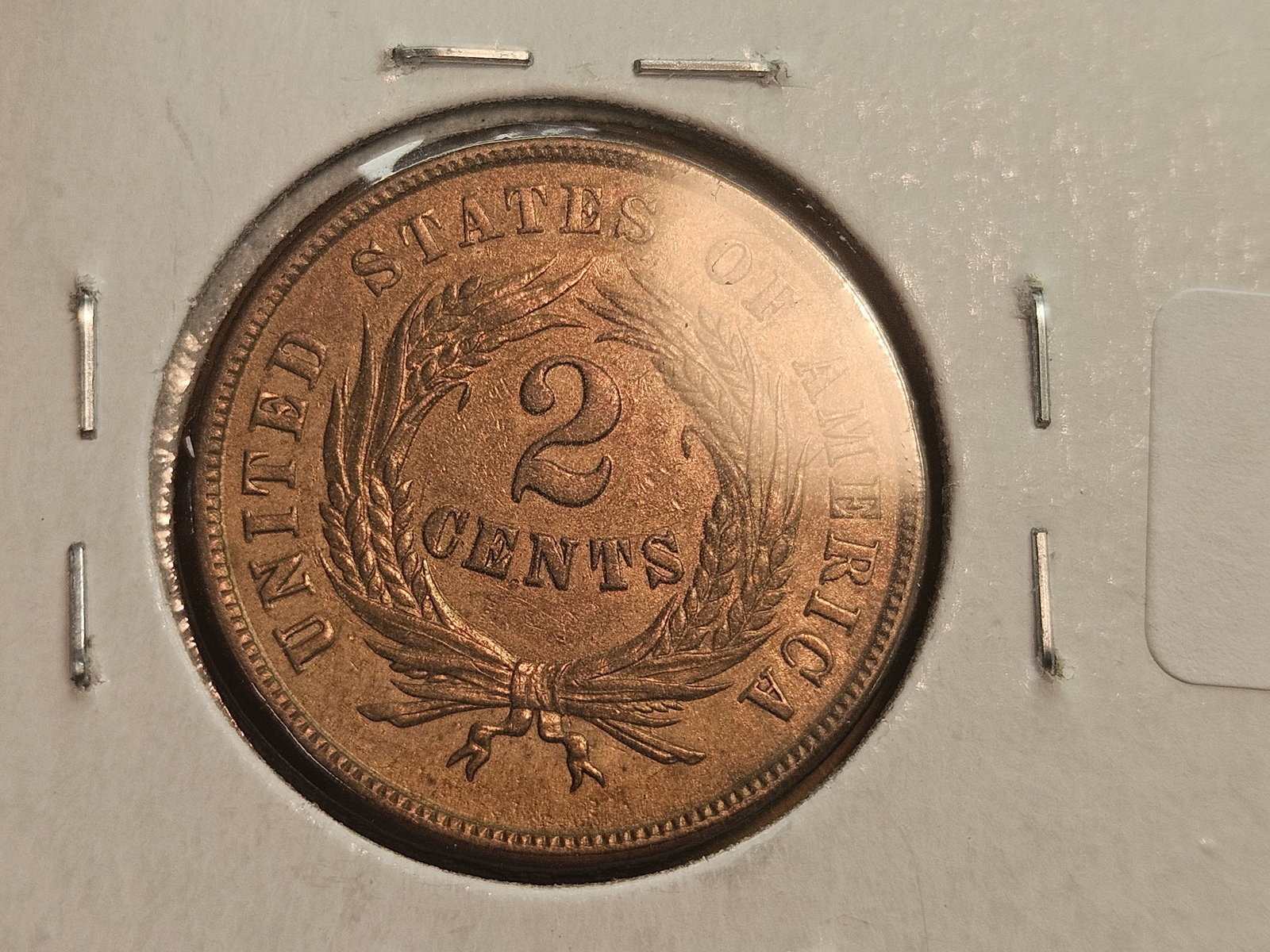 Variety! 1864/1864 Two Cent piece in RED AU-UNC condition - 7
