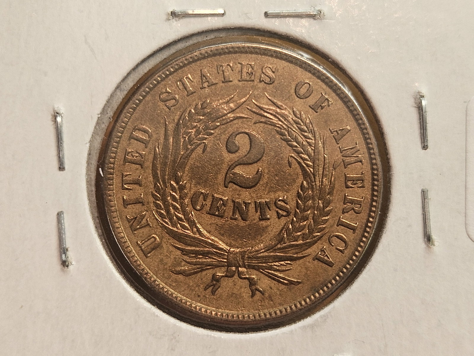 Variety! 1864/1864 Two Cent piece in RED AU-UNC condition - 8