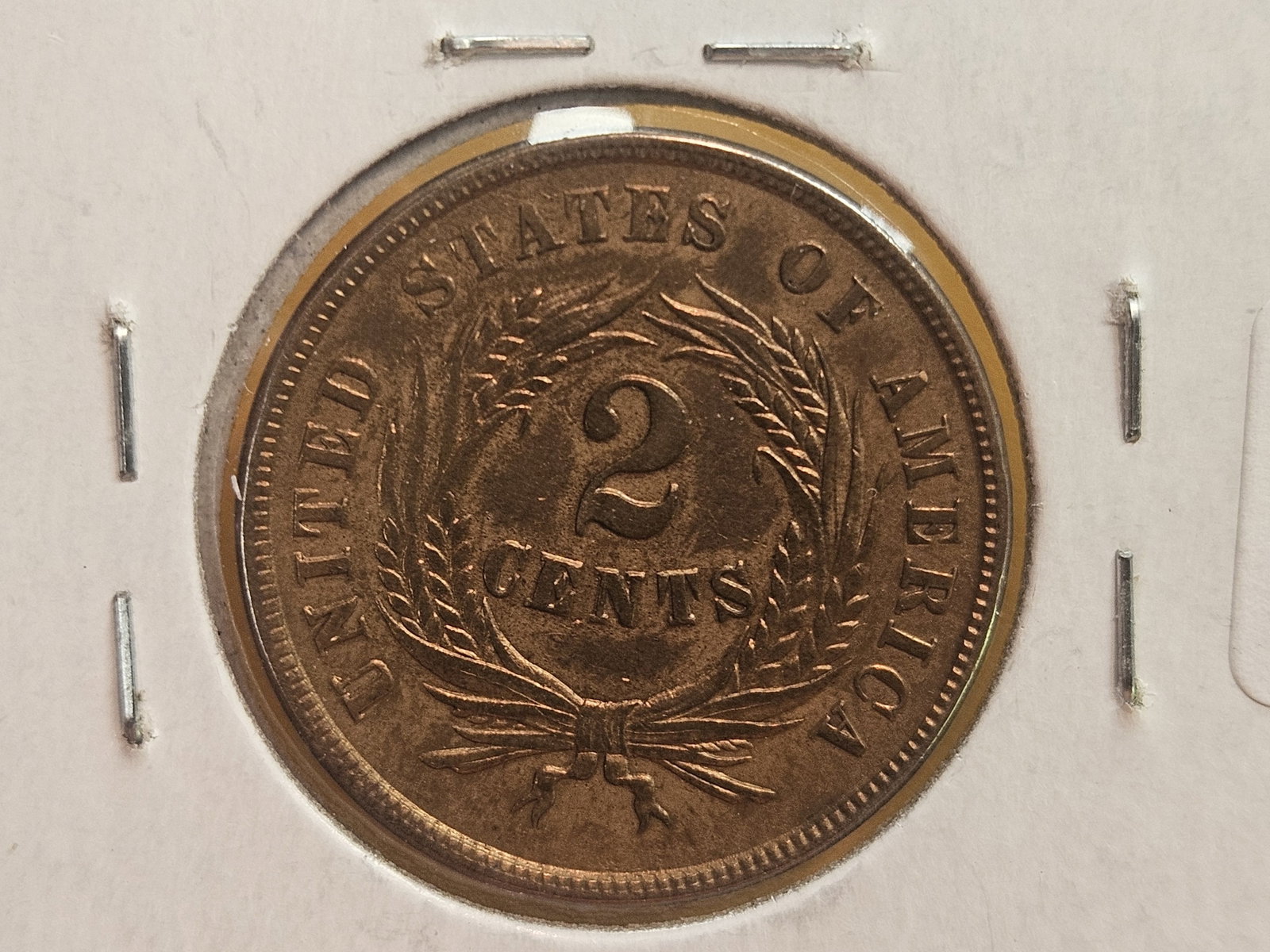 Variety! 1864/1864 Two Cent piece in RED AU-UNC condition - 9