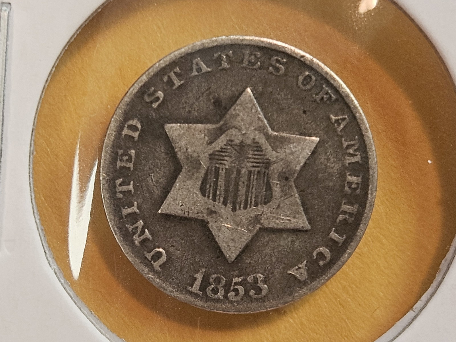 1853 Three Cent Silver Trime: Circulated