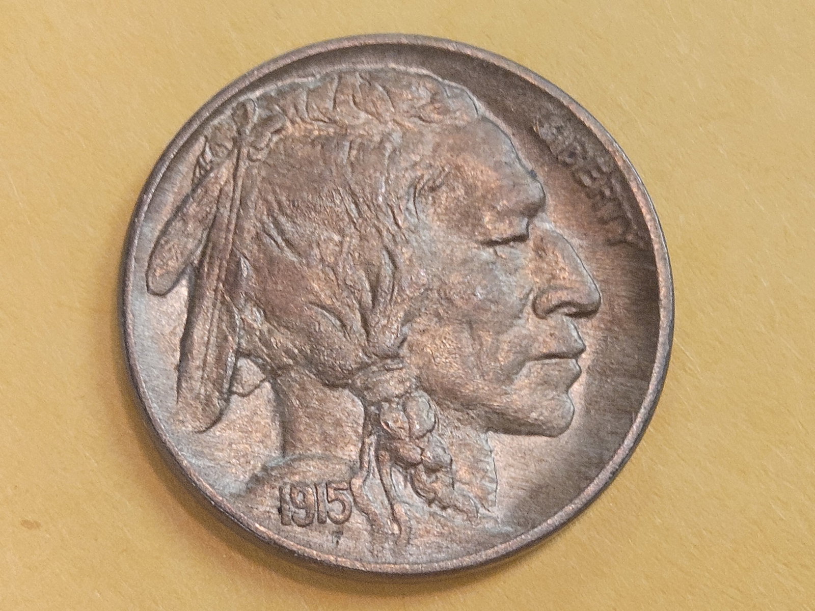 1915 Buffalo Nickel in Bright About Uncirculated - 58: Nice patina