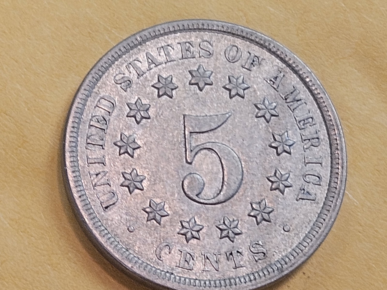 VARIETY! 1868 DDO Shield Nickel in About Uncirculated PLUS PLUS! - 13