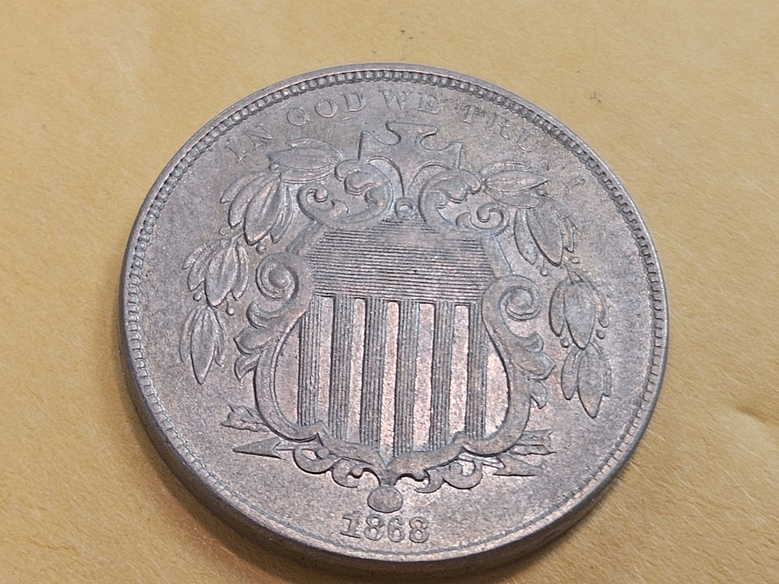 VARIETY! 1868 DDO Shield Nickel in About Uncirculated PLUS PLUS! - 3