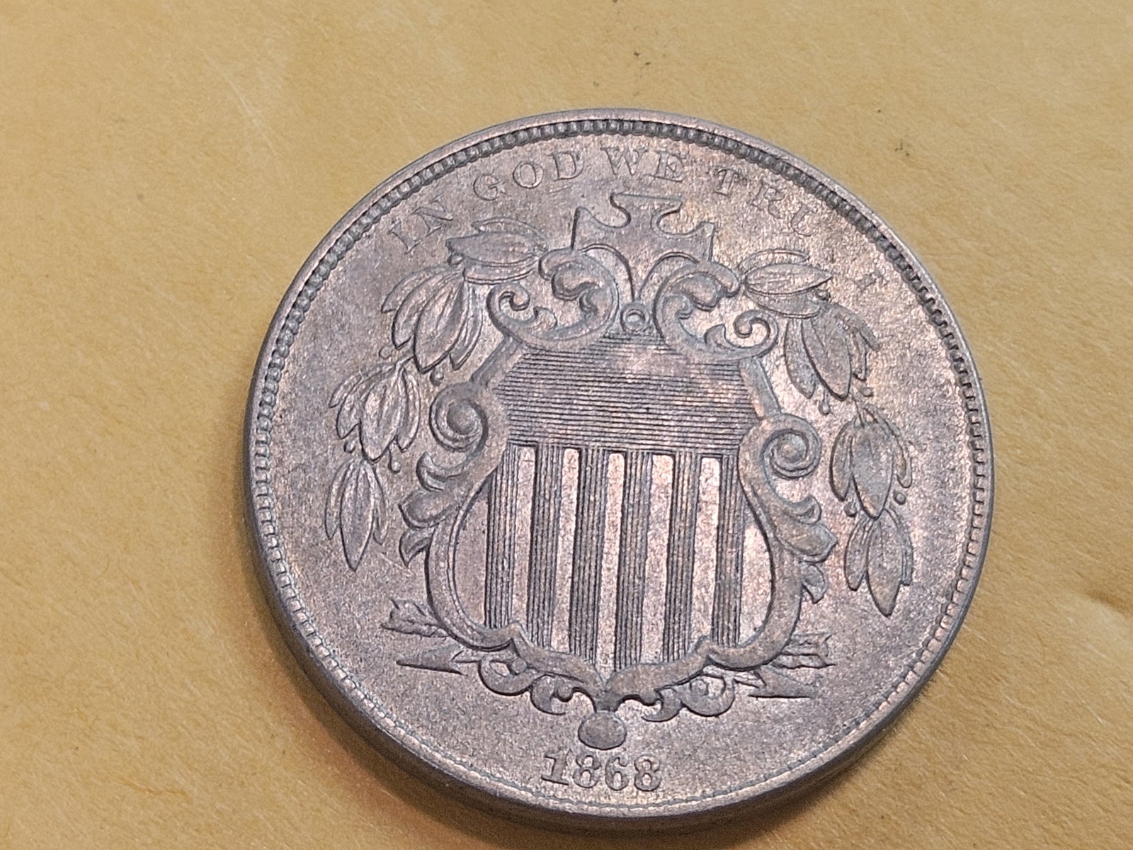 VARIETY! 1868 DDO Shield Nickel in About Uncirculated PLUS PLUS! - 4