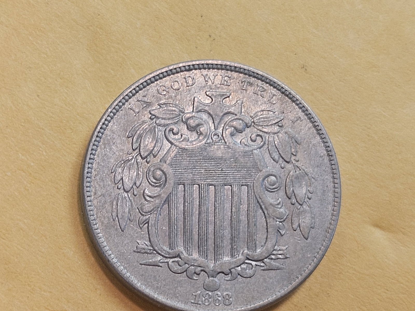 VARIETY! 1868 DDO Shield Nickel in About Uncirculated PLUS PLUS! - 6