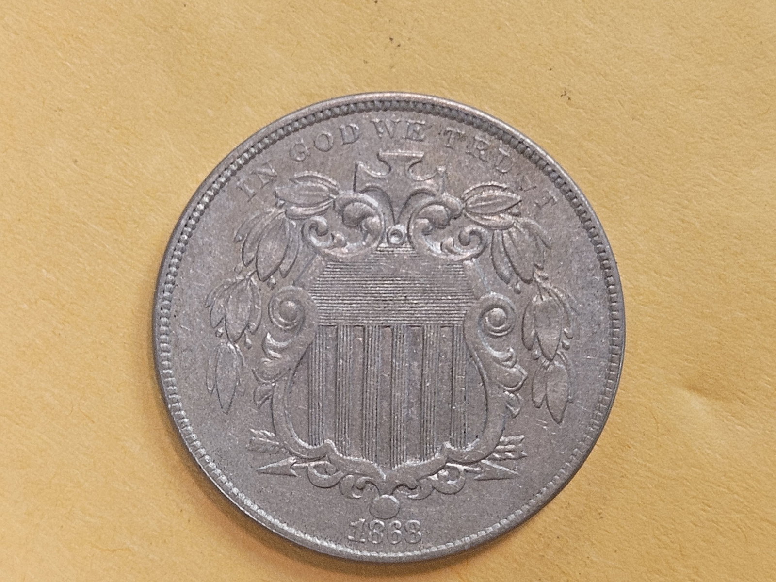 VARIETY! 1868 DDO Shield Nickel in About Uncirculated PLUS PLUS! - 7