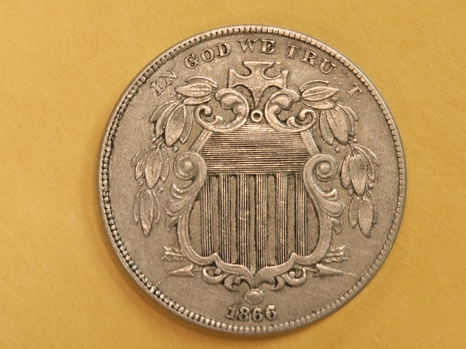 VARIETY! 1866 Shield Nickel with Rays in Extra Fine plus - 3