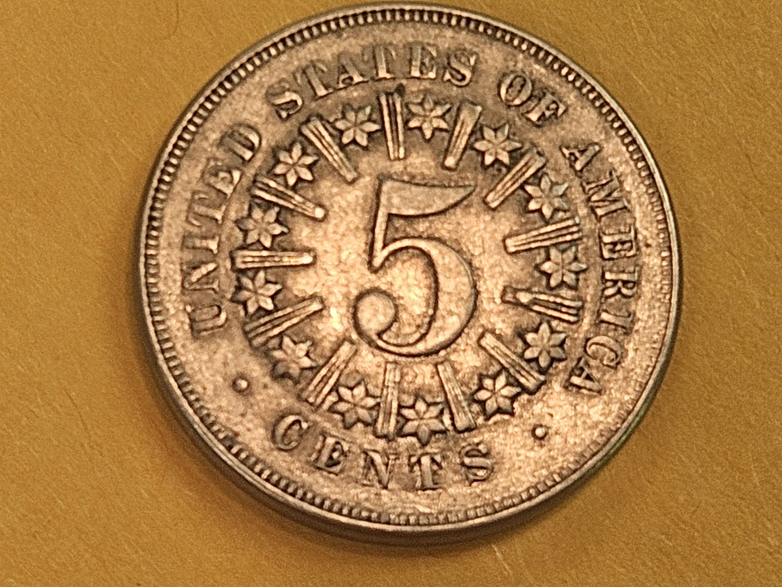 VARIETY! 1866 Shield Nickel with Rays in Extra Fine plus - 5