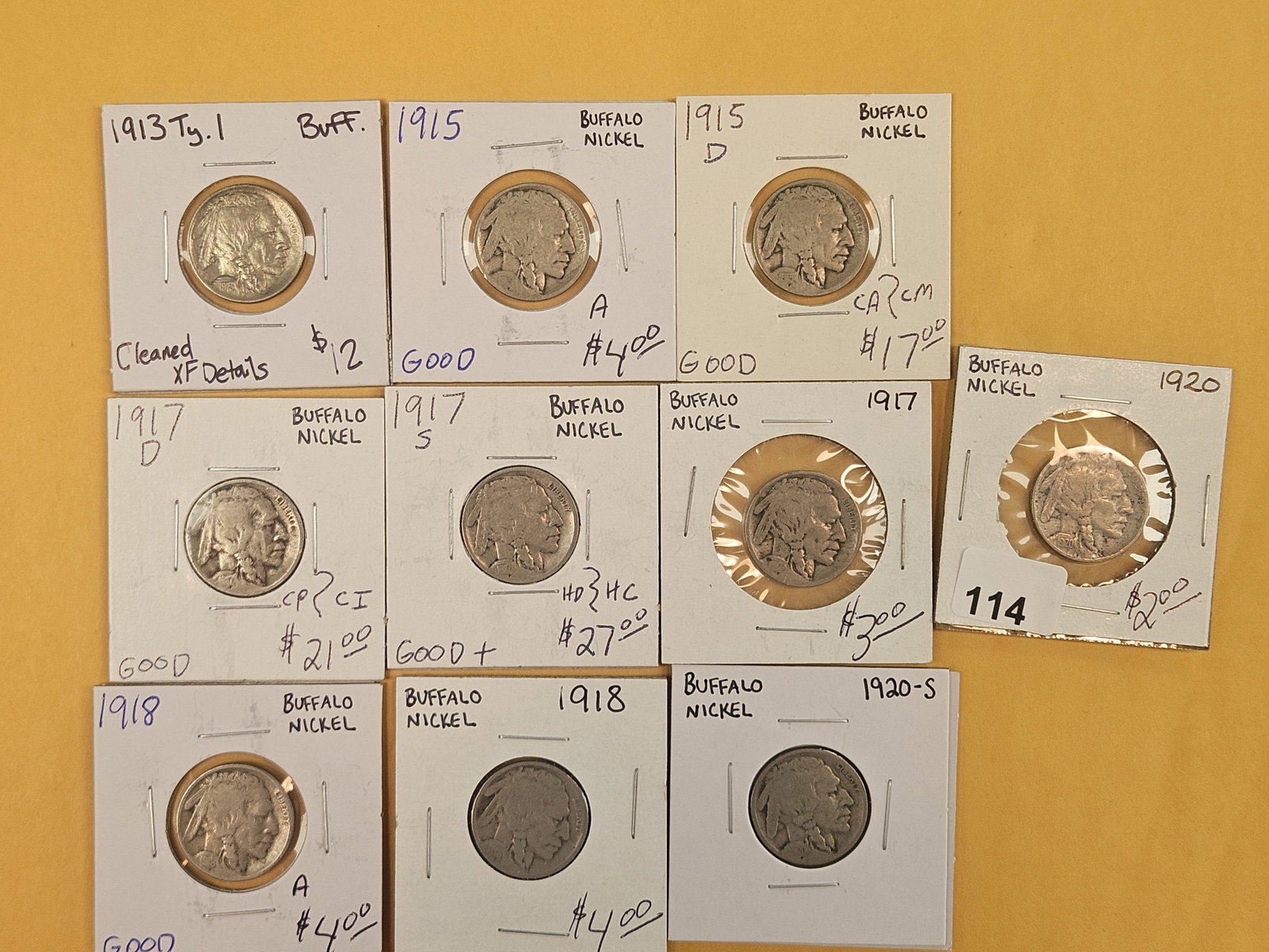 Ten mixed Buffalo Nickels: Various dates and grades