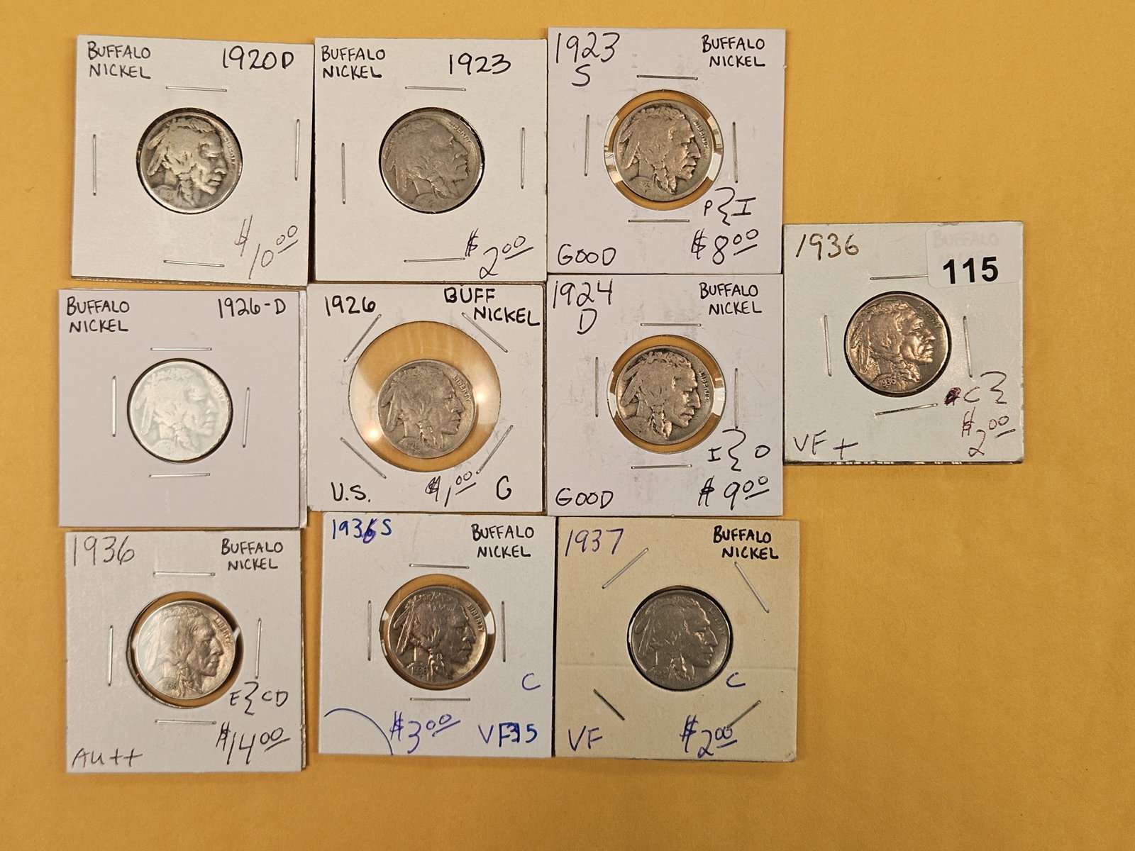 Ten mixed Buffalo Nickels (1 of 5)
