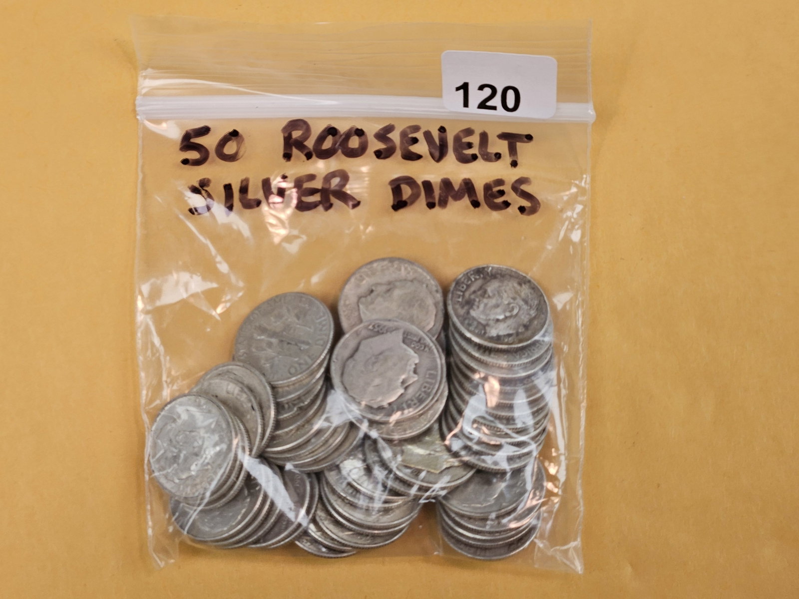Fifty Silver Roosevelt Dimes: Circulated