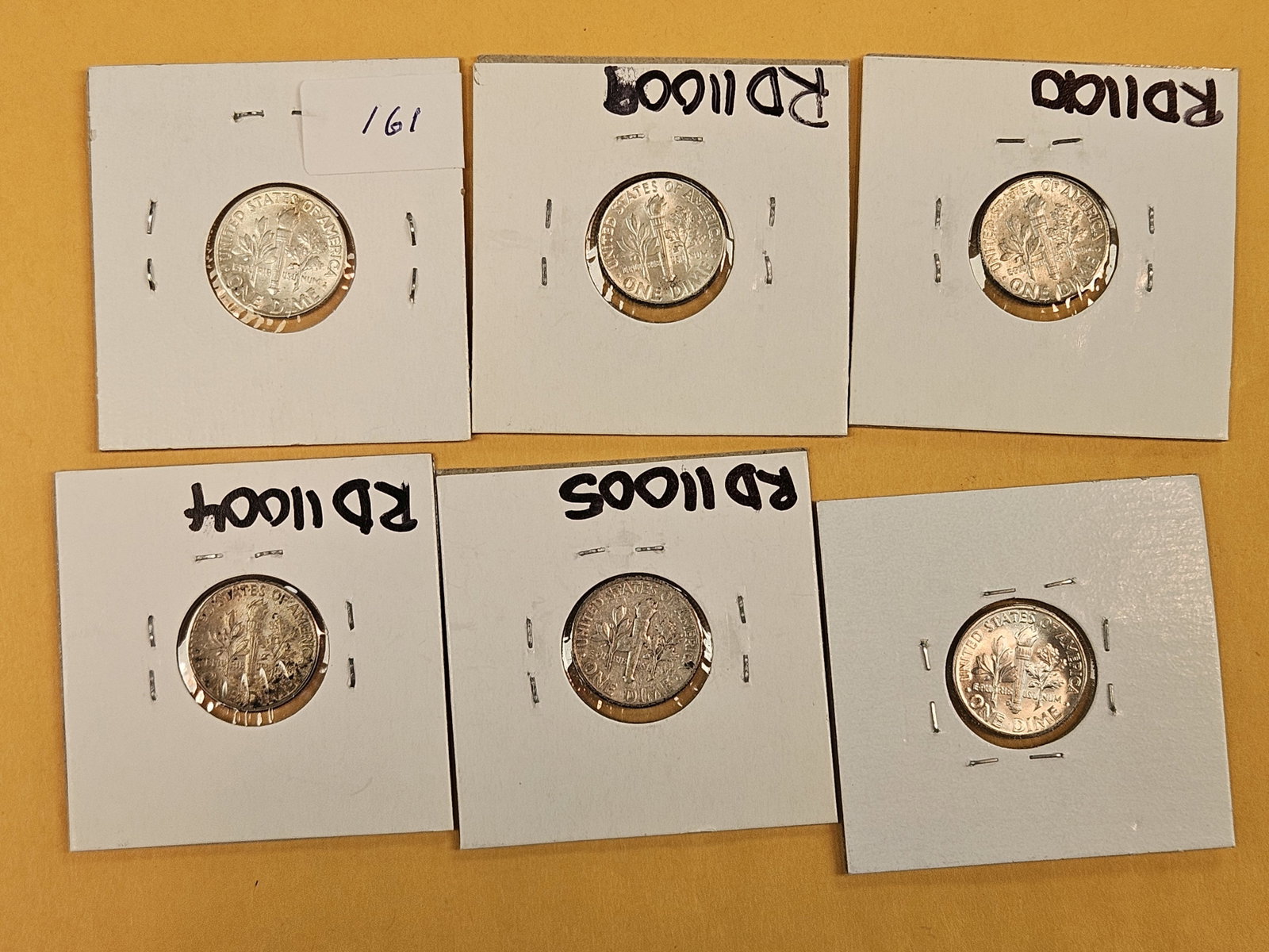 Six mixed, Roosevelt silver Dimes - 3