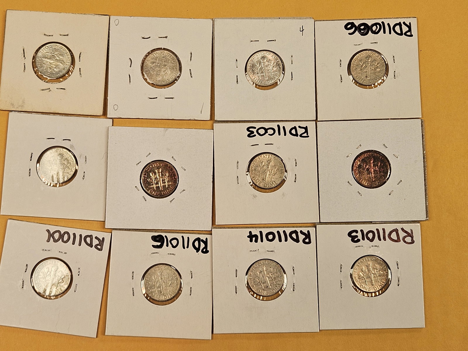 Twelve mixed, silver, Roosevelt Dimes - 3