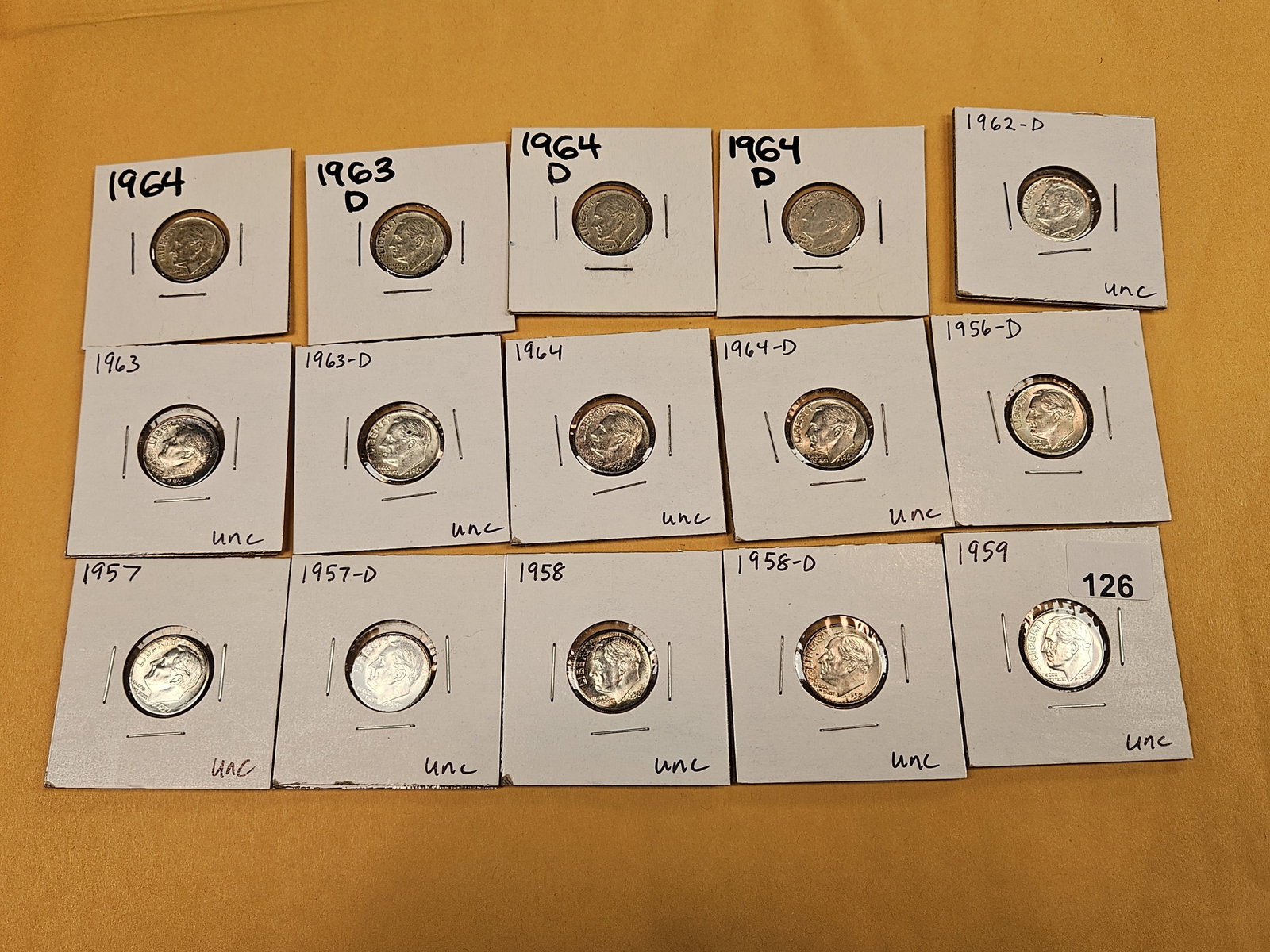 Fifteen mixed, silver, Roosevelt Dimes - 2