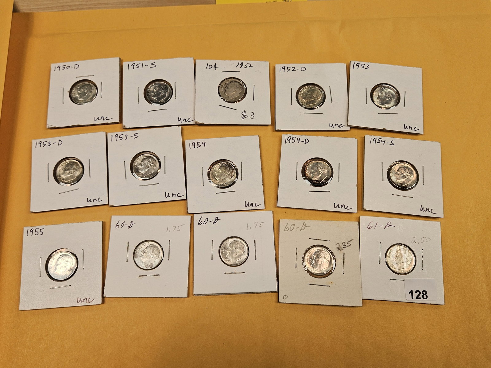 Fifteen mixed, silver, Roosevelt Dimes - 2