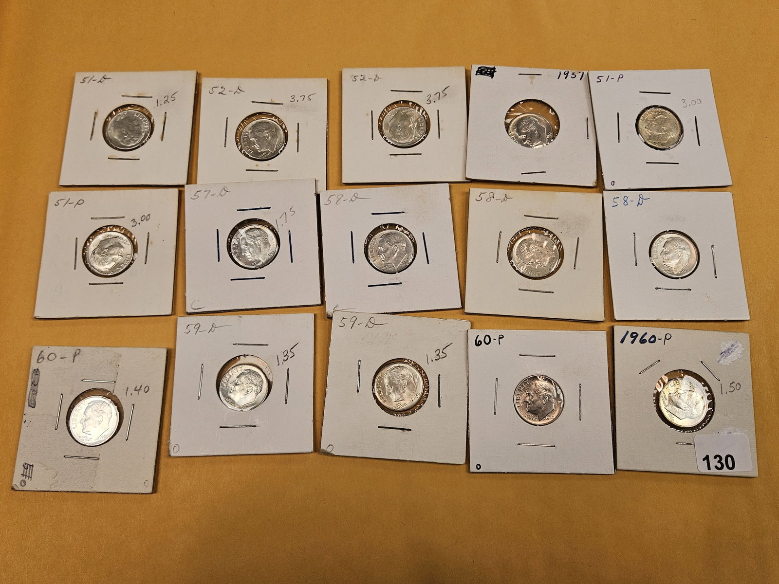Fifteen mixed, silver, Roosevelt Dimes - 2