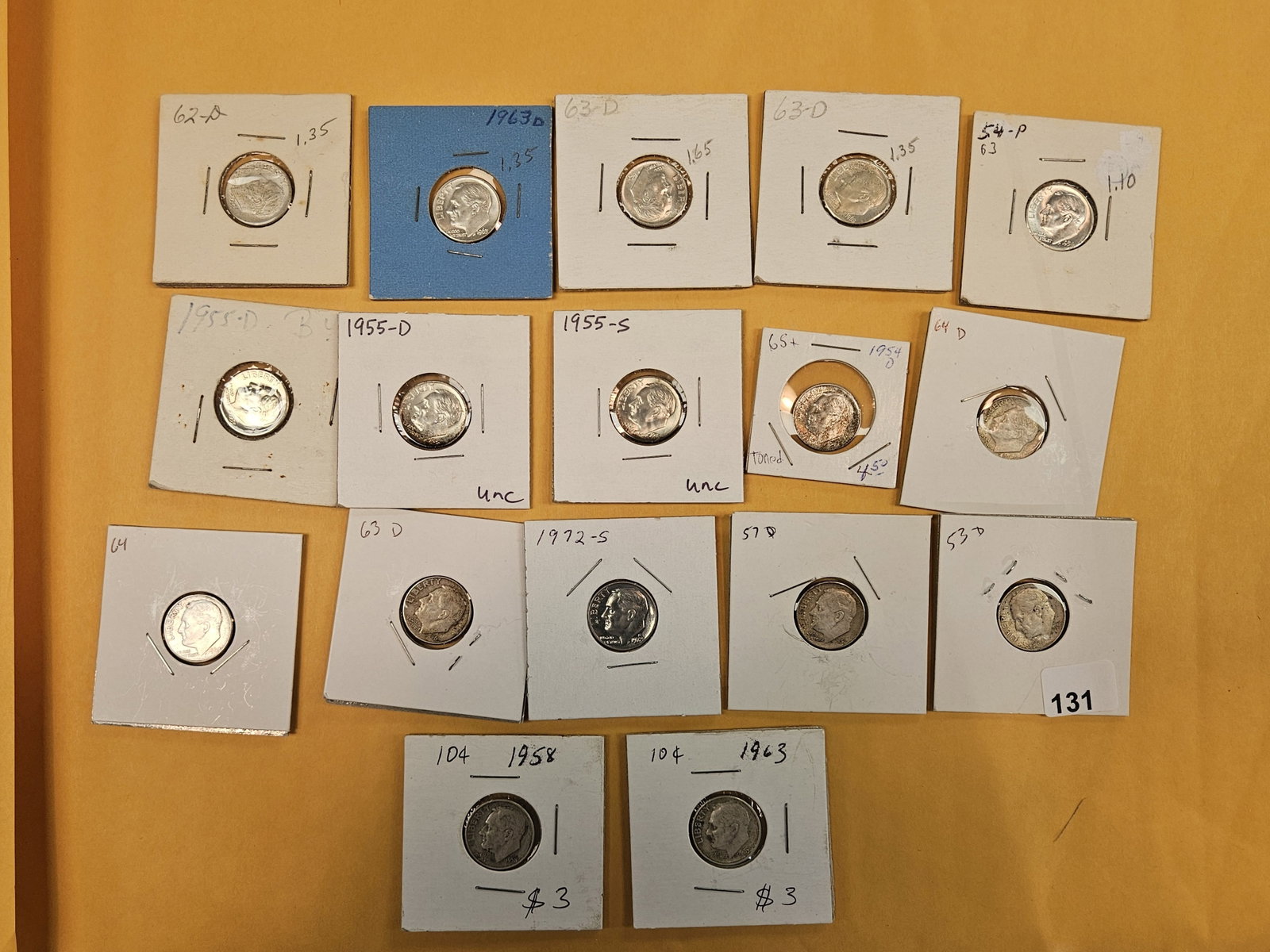 Seventeen, mixed, silver, Roosevelt Dimes (1 of 2)