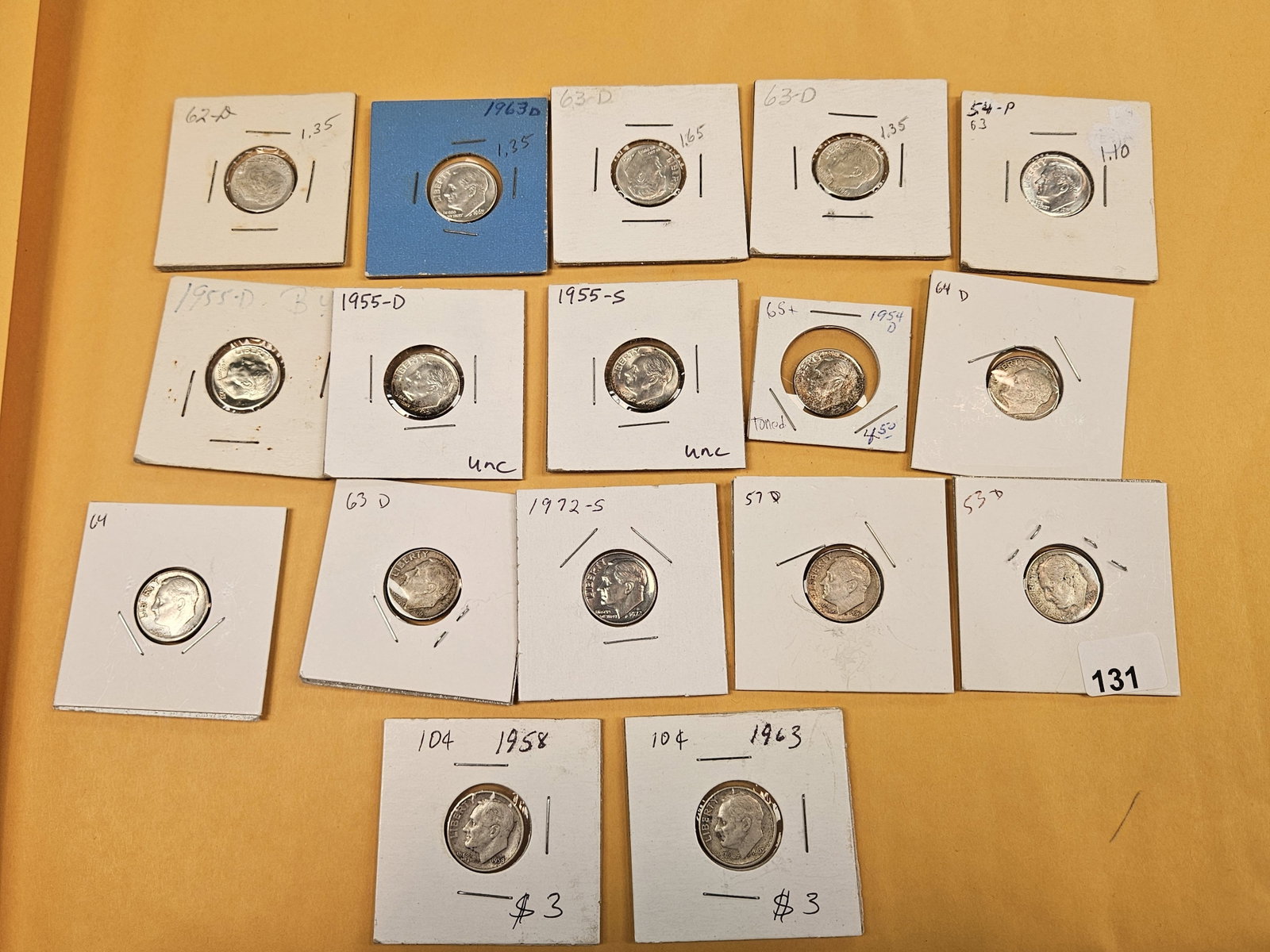 Seventeen, mixed, silver, Roosevelt Dimes - 2