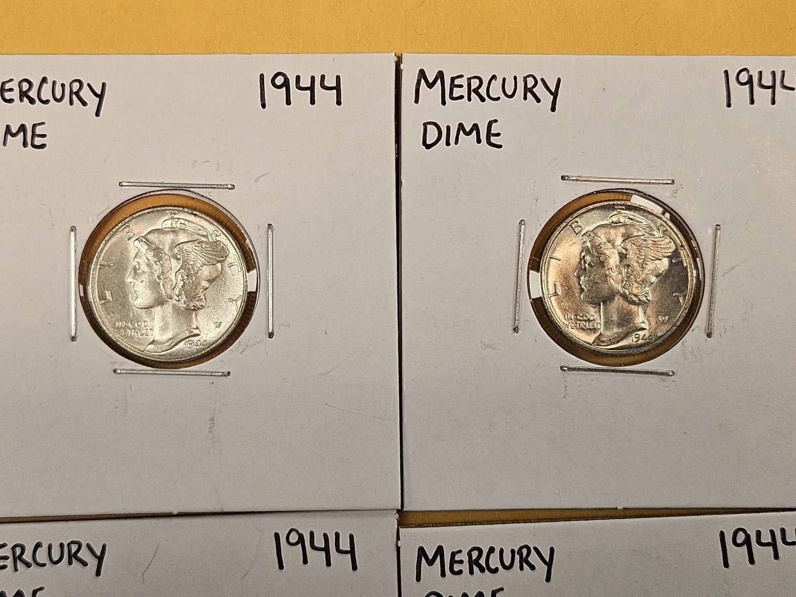 Five silver Mercury Dimes - 2
