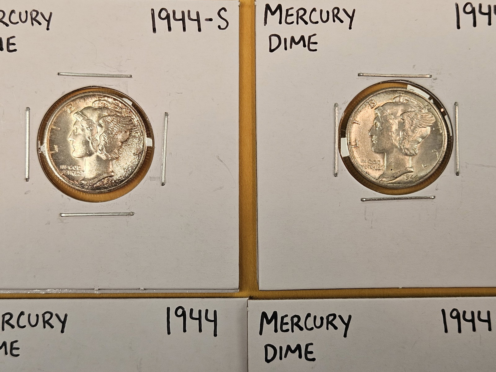 Five silver Mercury Dimes - 2