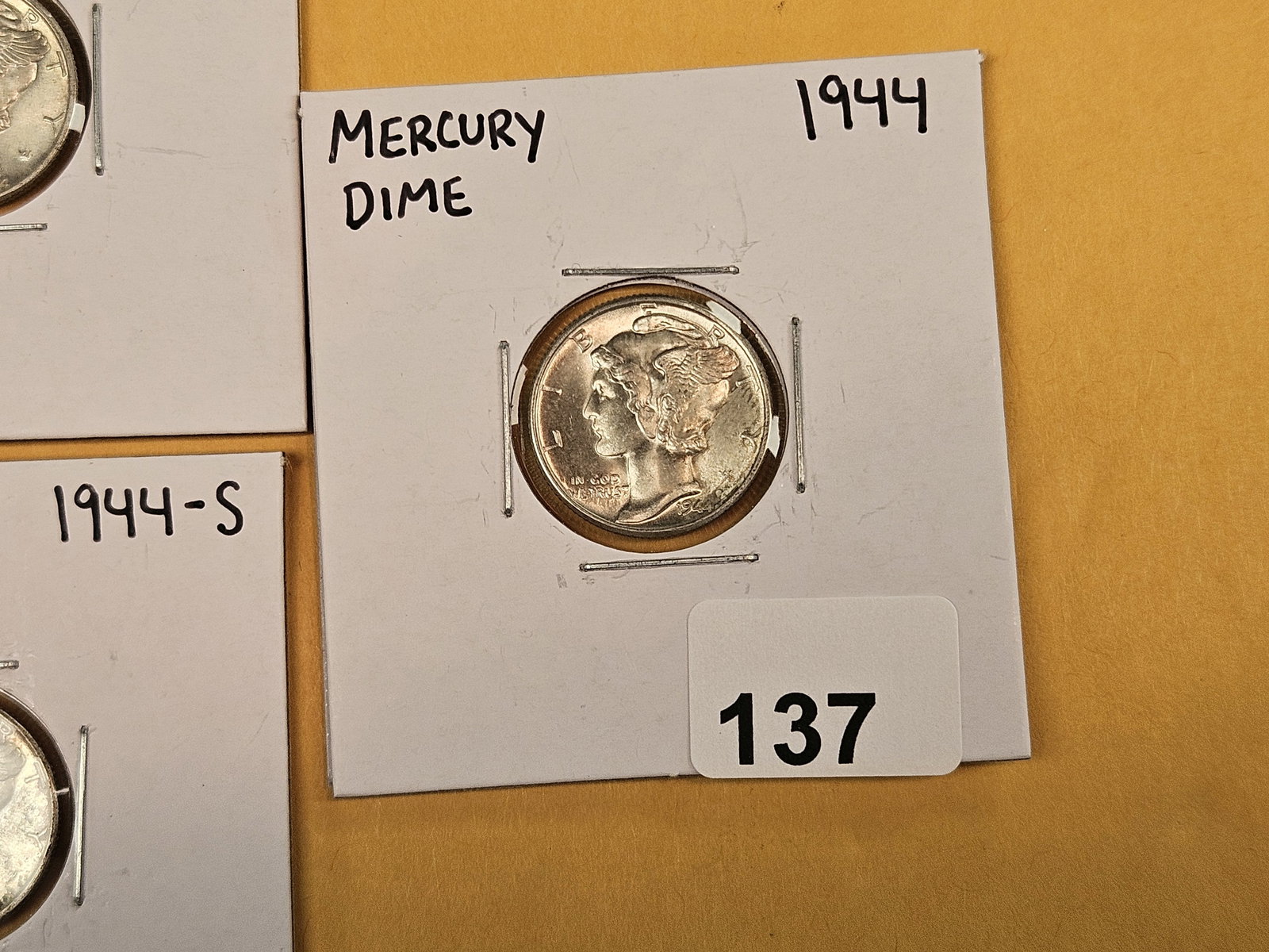 Five silver Mercury Dimes - 4