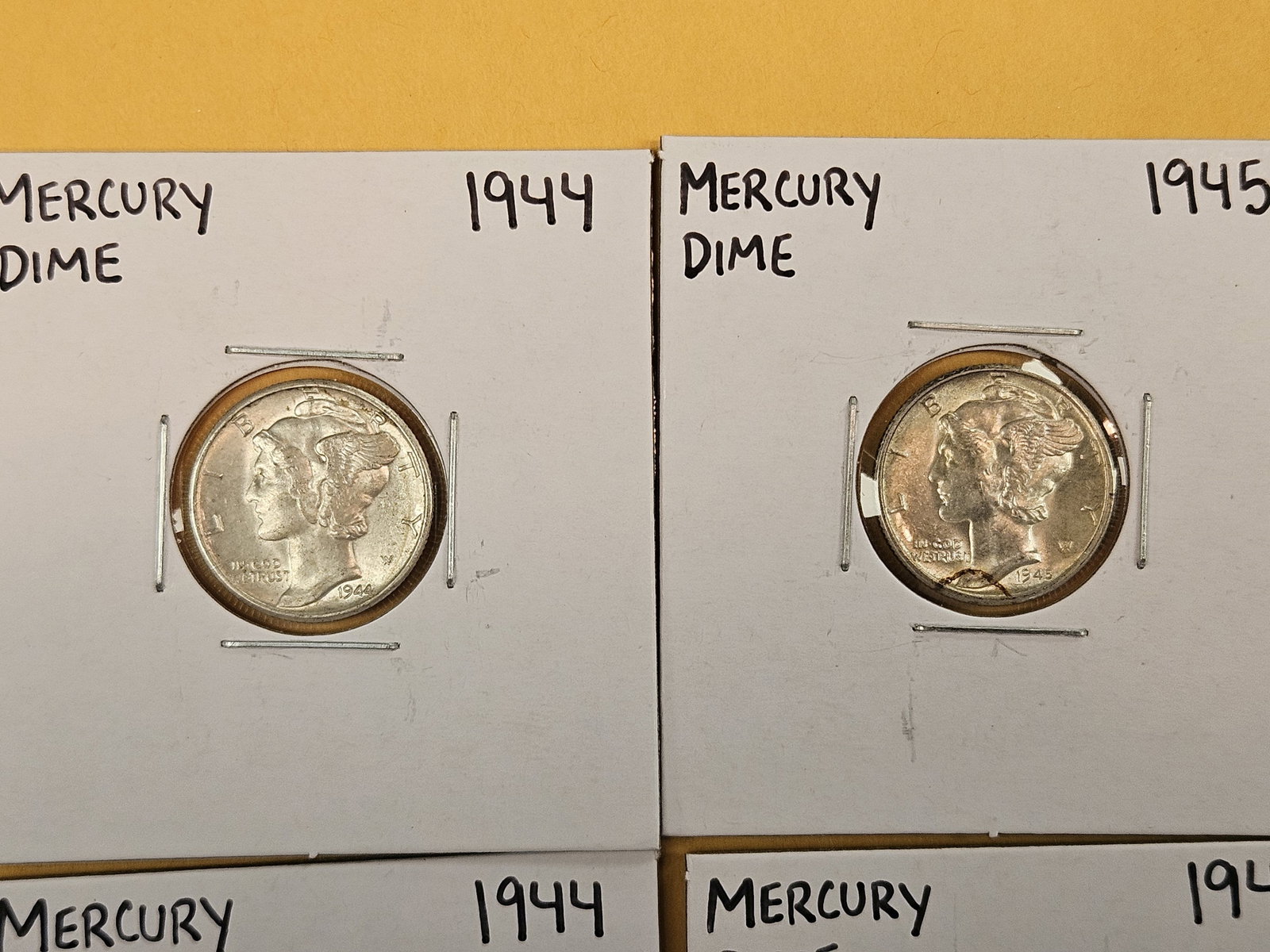 Five silver Mercury Dimes - 2