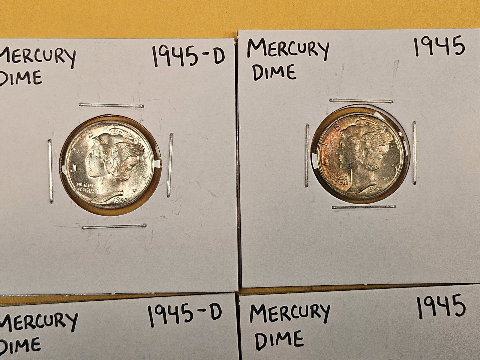 Five silver Mercury Dimes - 2