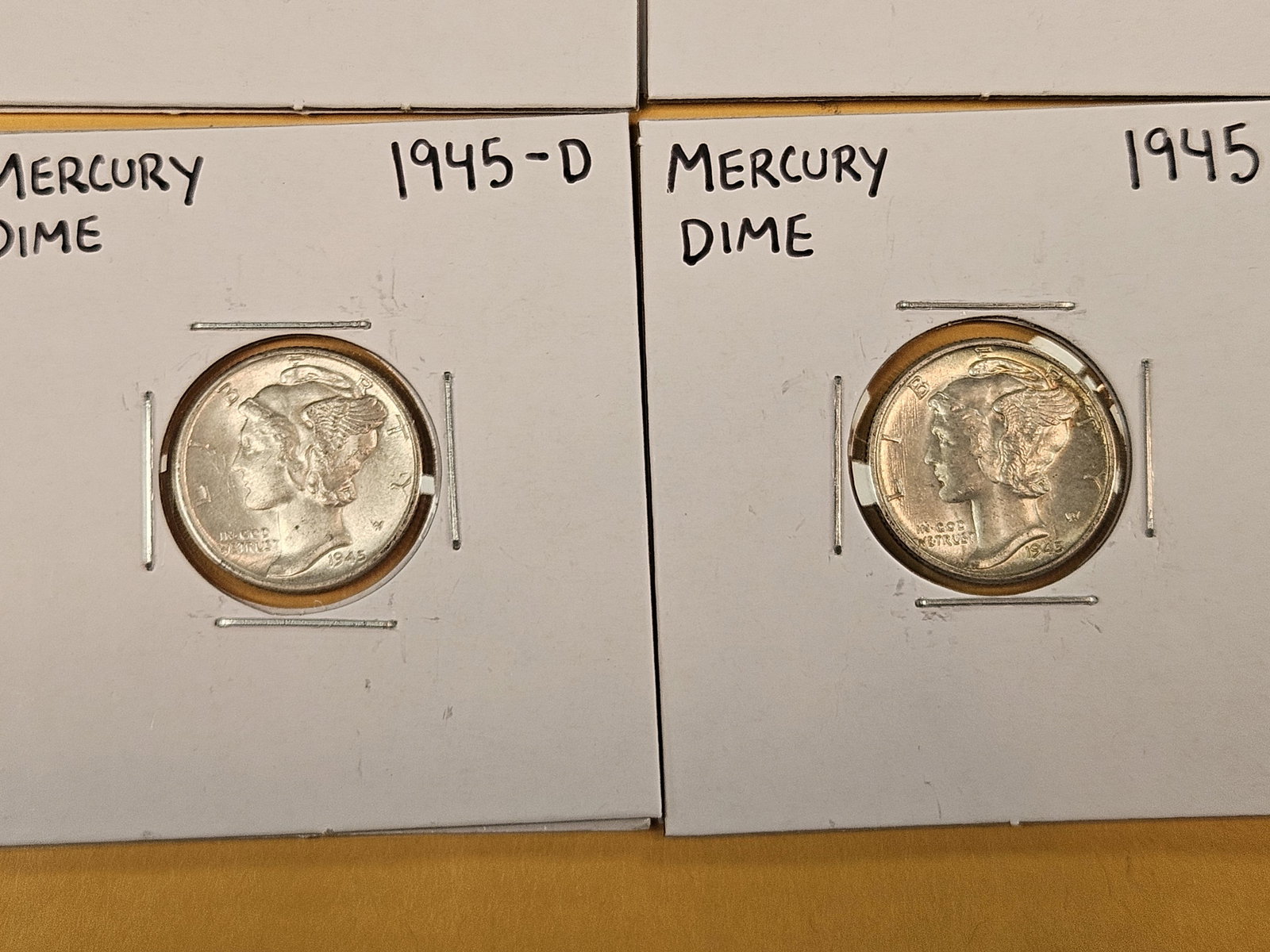 Five silver Mercury Dimes - 3