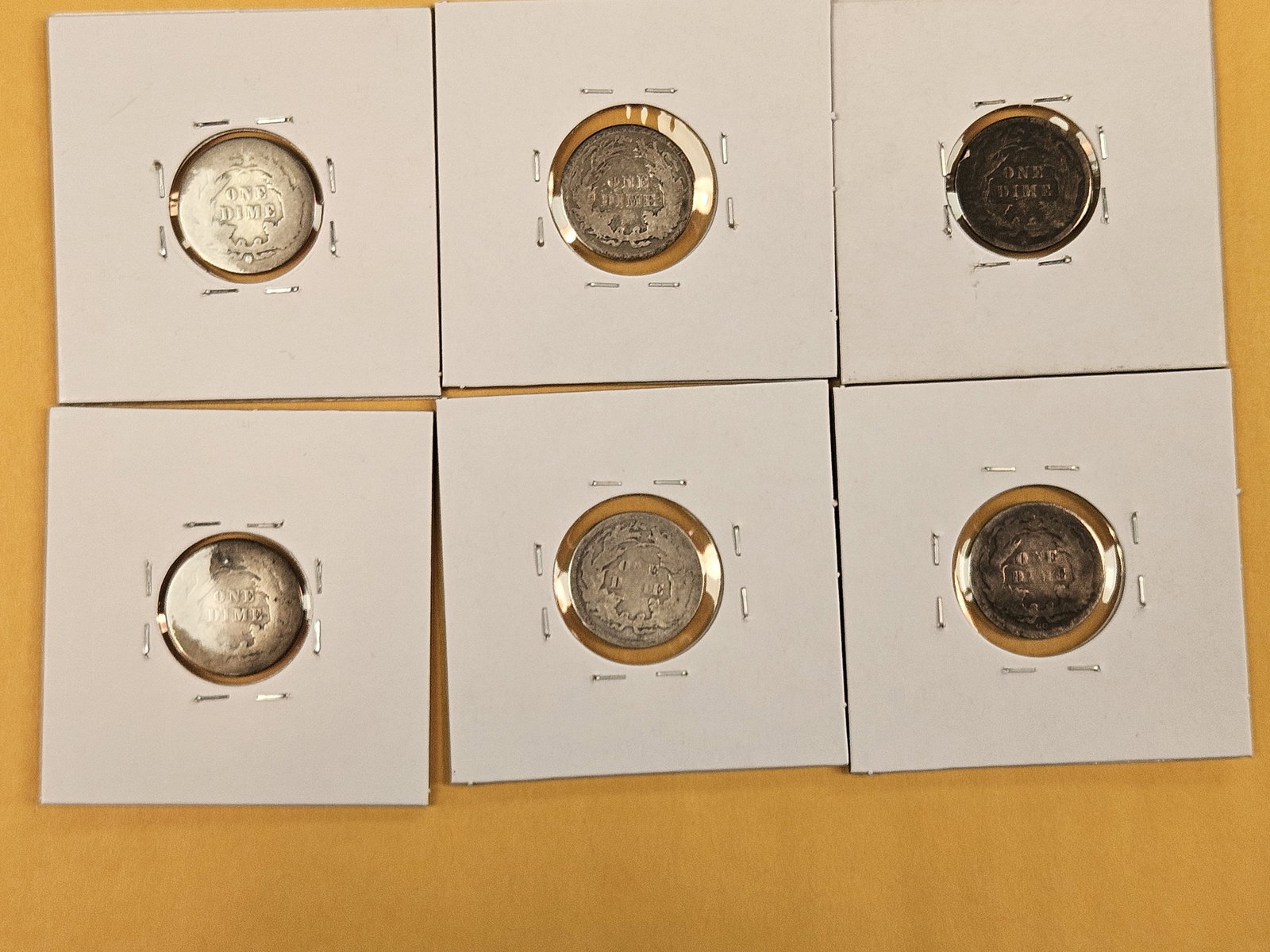 Six, mixed, silver, Seated Liberty Dimes - 3