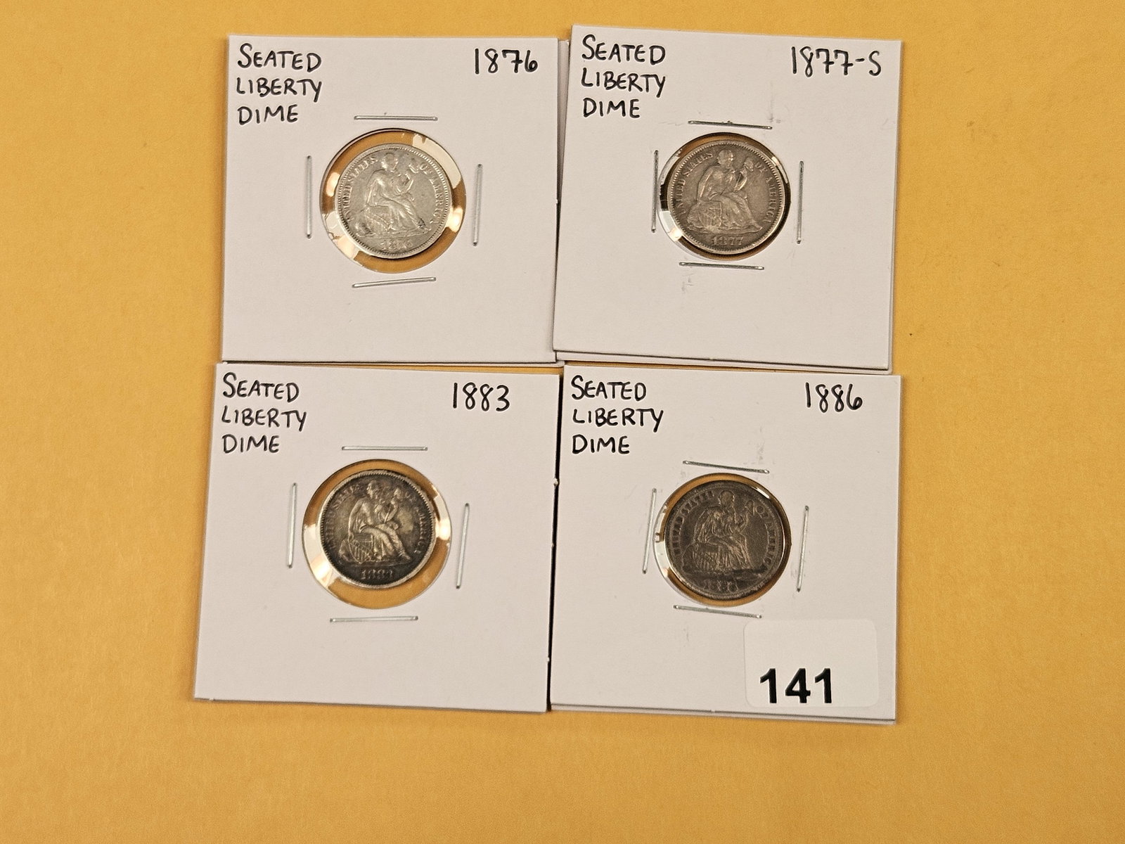 Four Seated Liberty silver dimes in Very Fine to Extra Fine - 2