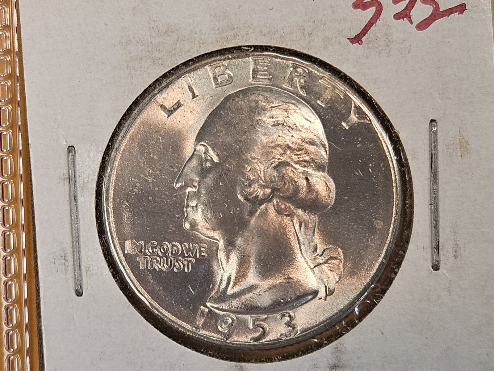 Very Choice Brilliant Uncirculated 1953-S Washington Quarter: Blast white