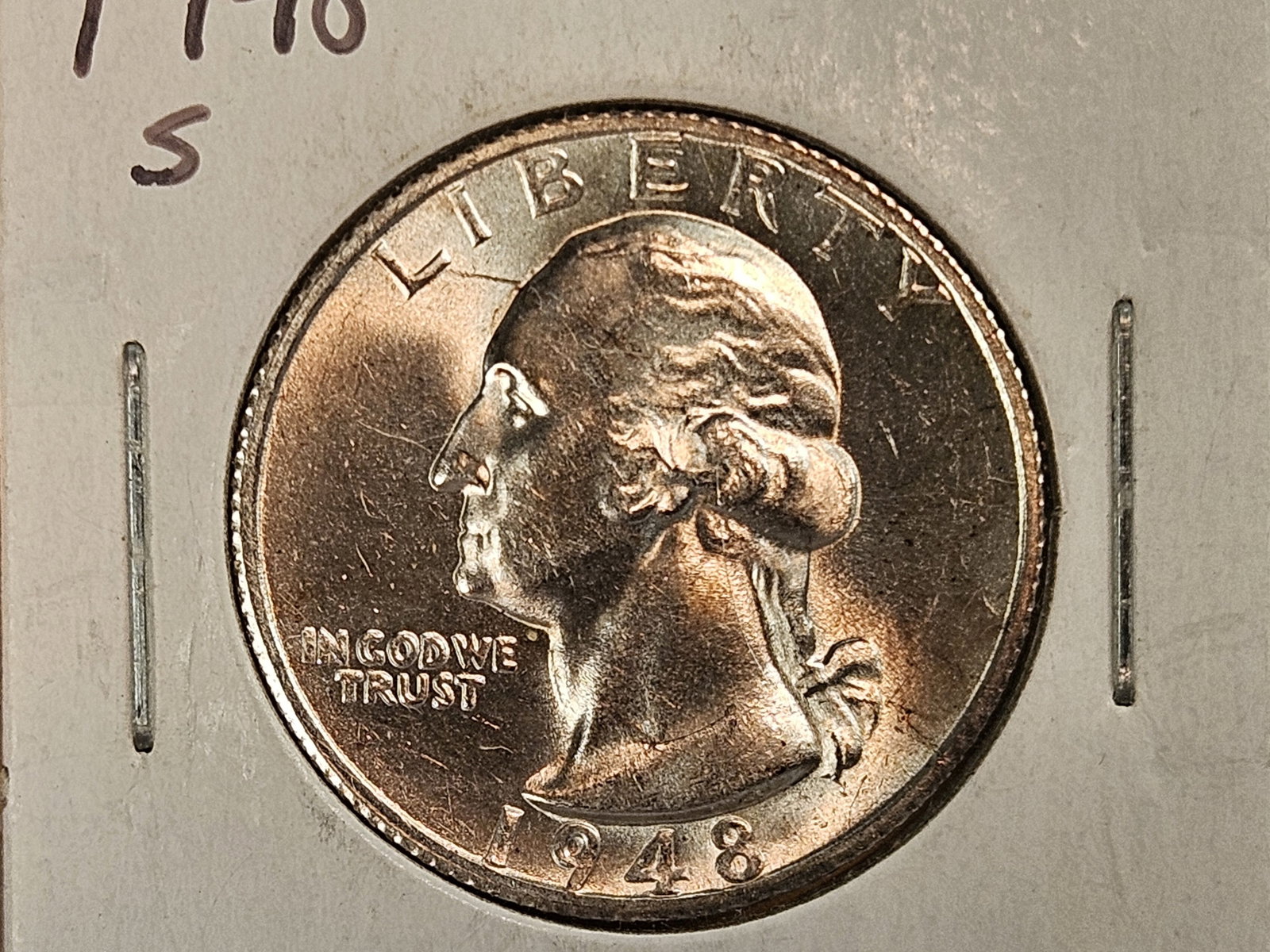 Very Choice Brilliant Uncirculated Plus 1948-S Washington Quarter: Great luster