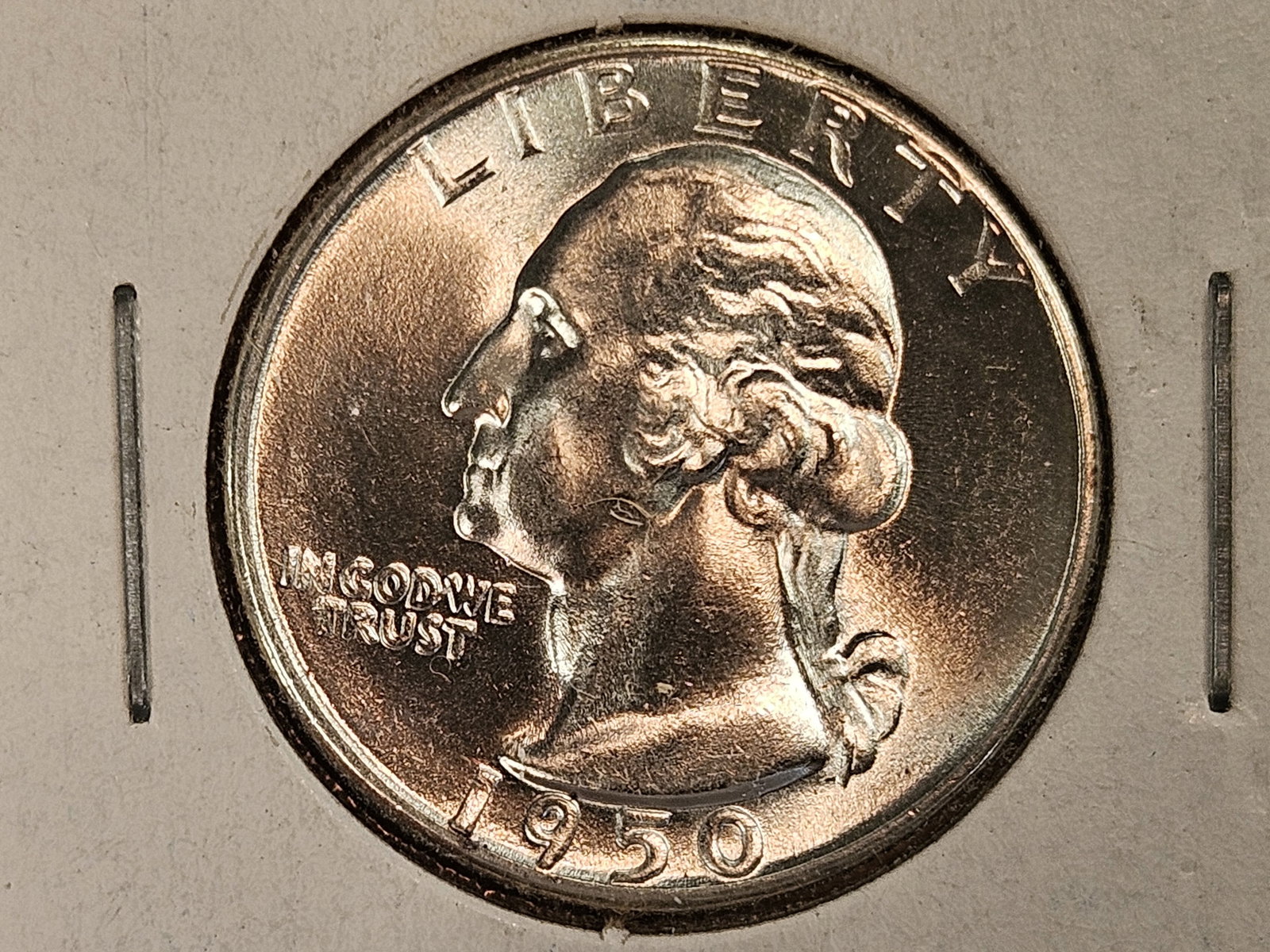 GEM Brilliant Uncirculated 1950 Washington Quarter: Excellent luster