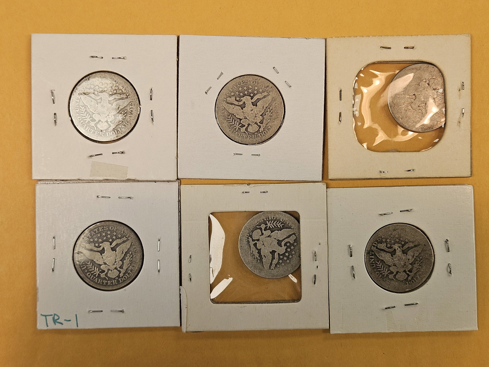 Six, slightly better date, Barber silver Quarters - 3