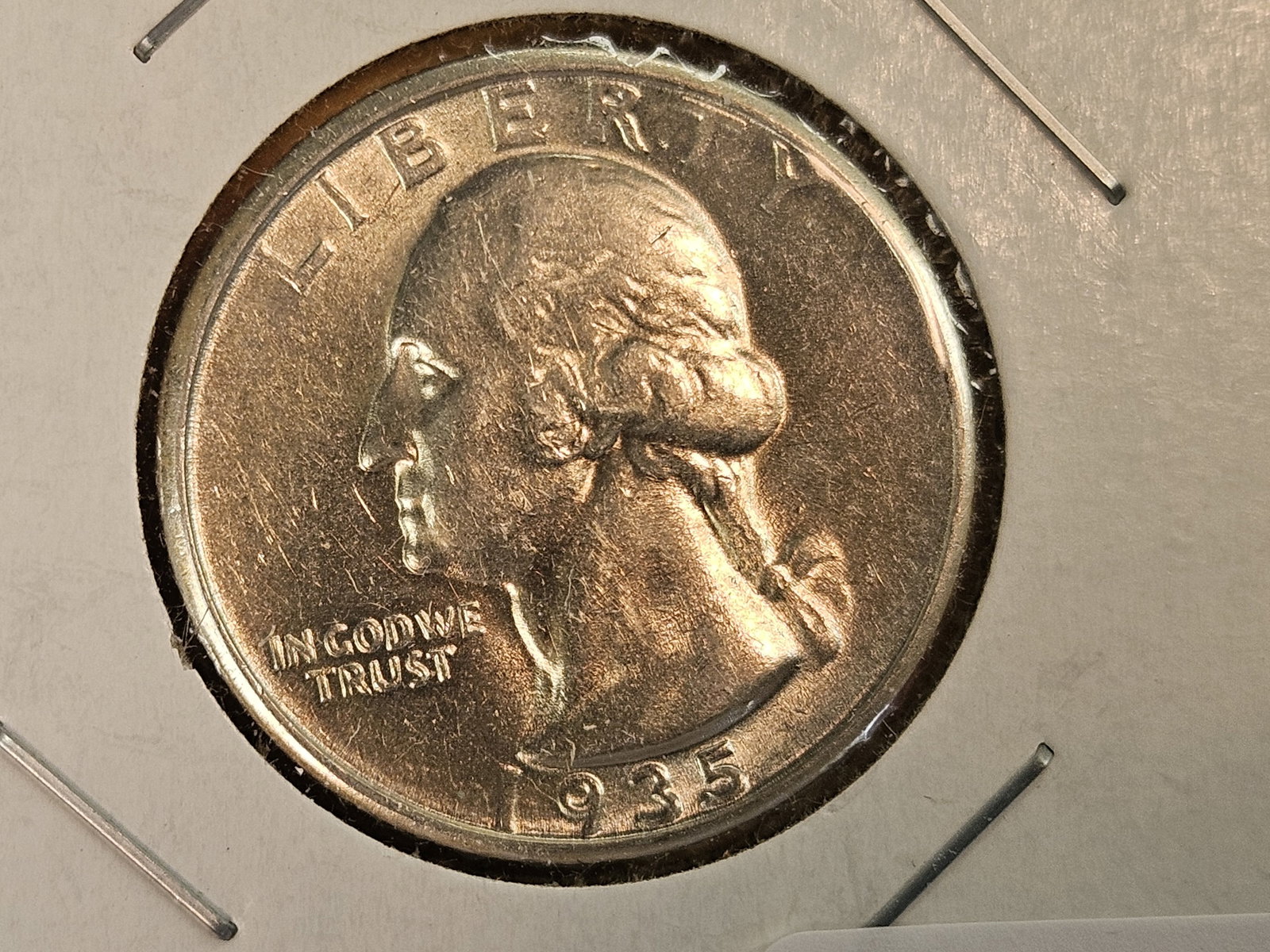 Choice Brilliant Uncirculated 1935 Washington Quarter: Good luster