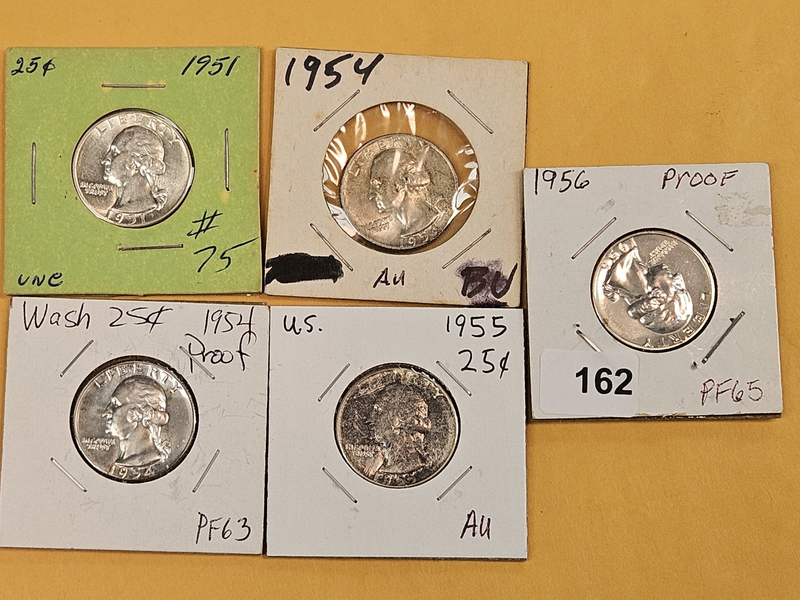Five mixed, silver, Washington Quarter - 2