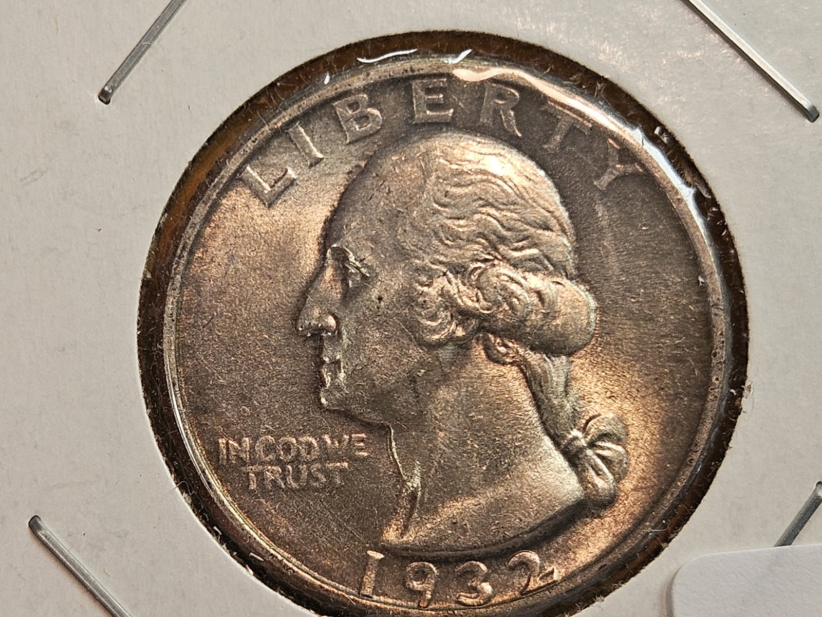 Brilliant Uncirculated 1932 Washington Quarter: Nicely toned. First year issue