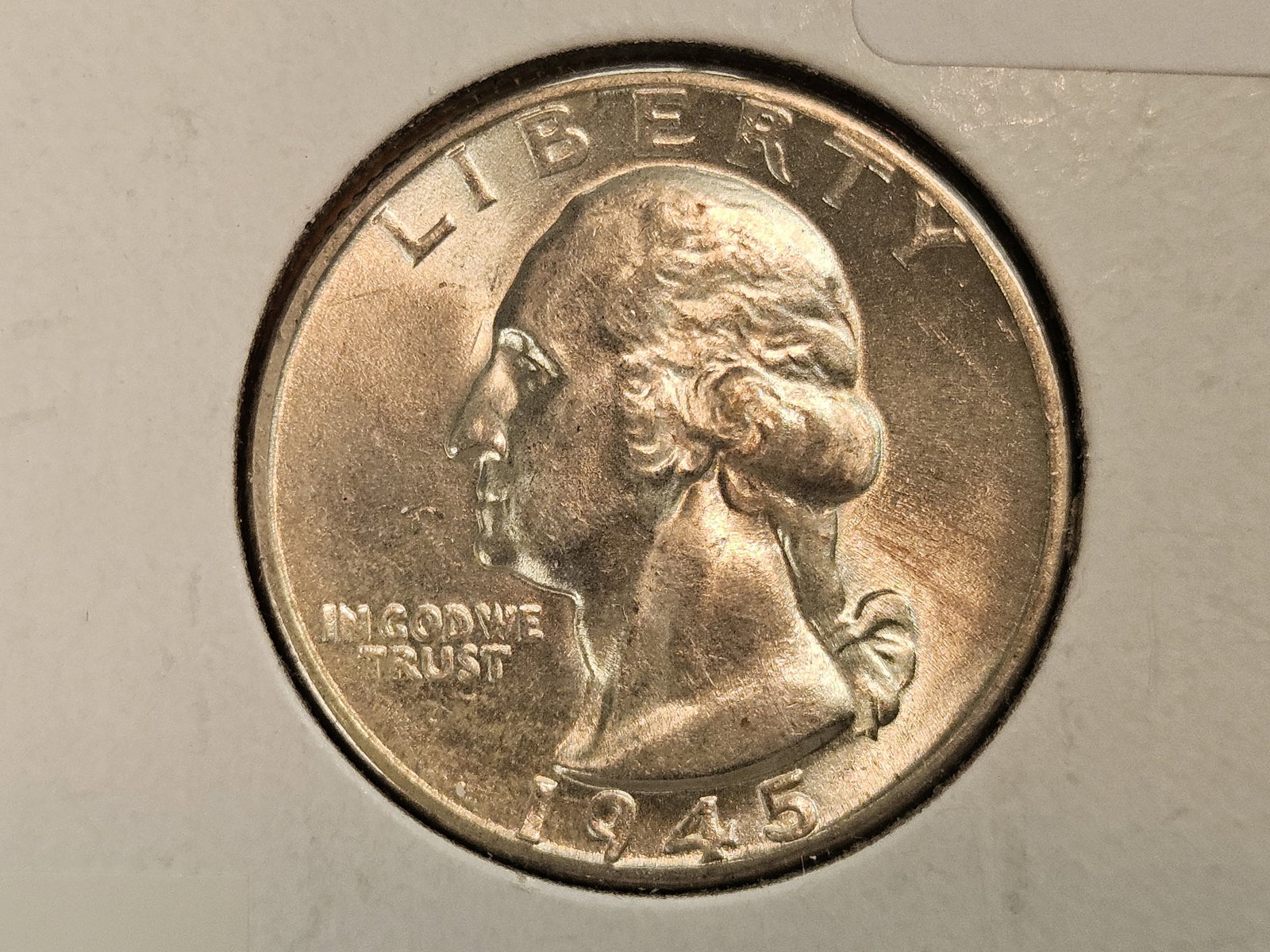 Choice Brilliant Uncirculated 1945 Washington Quarter: Good luster