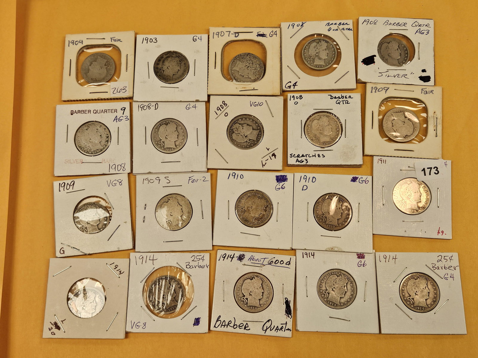 Twenty mixed silver Barber Quarters - 2