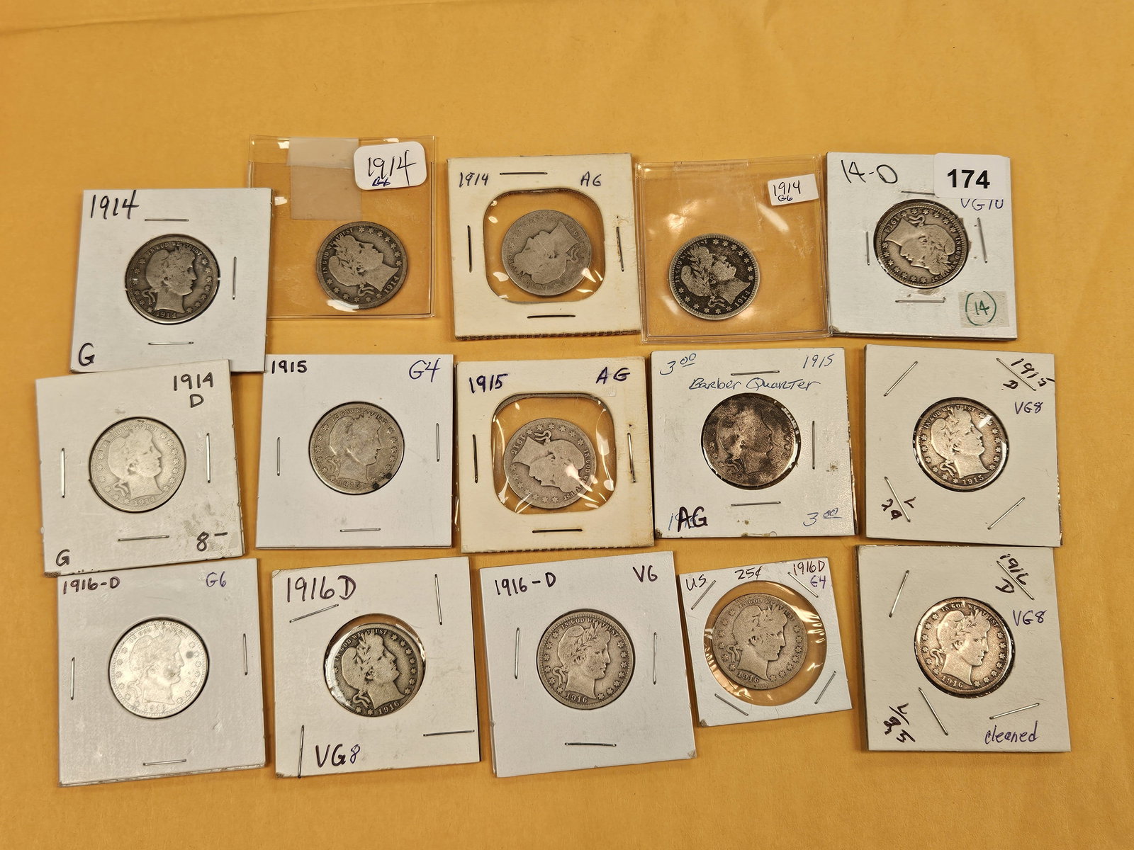 Fifteen mixed silver Barber Quarters - 2