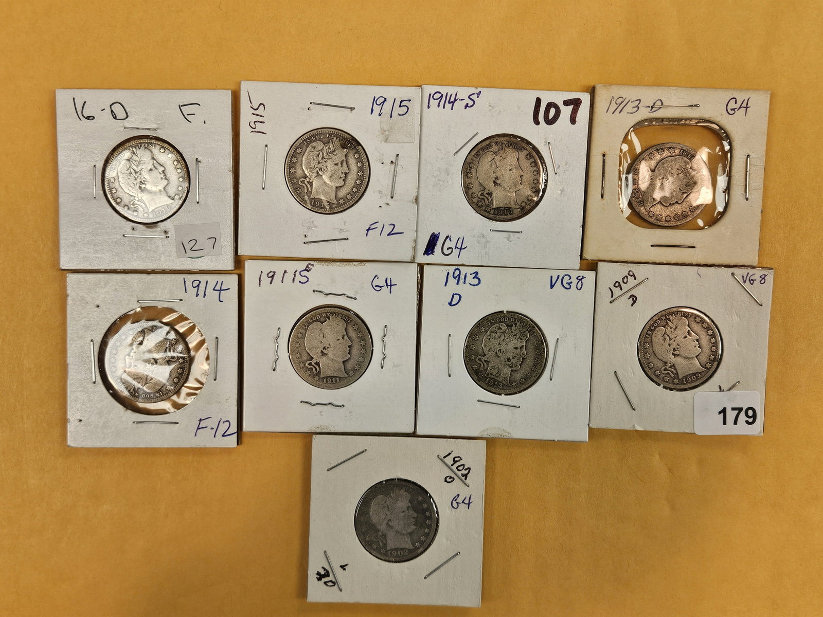 Nine little better Barber Quarters: Mixed