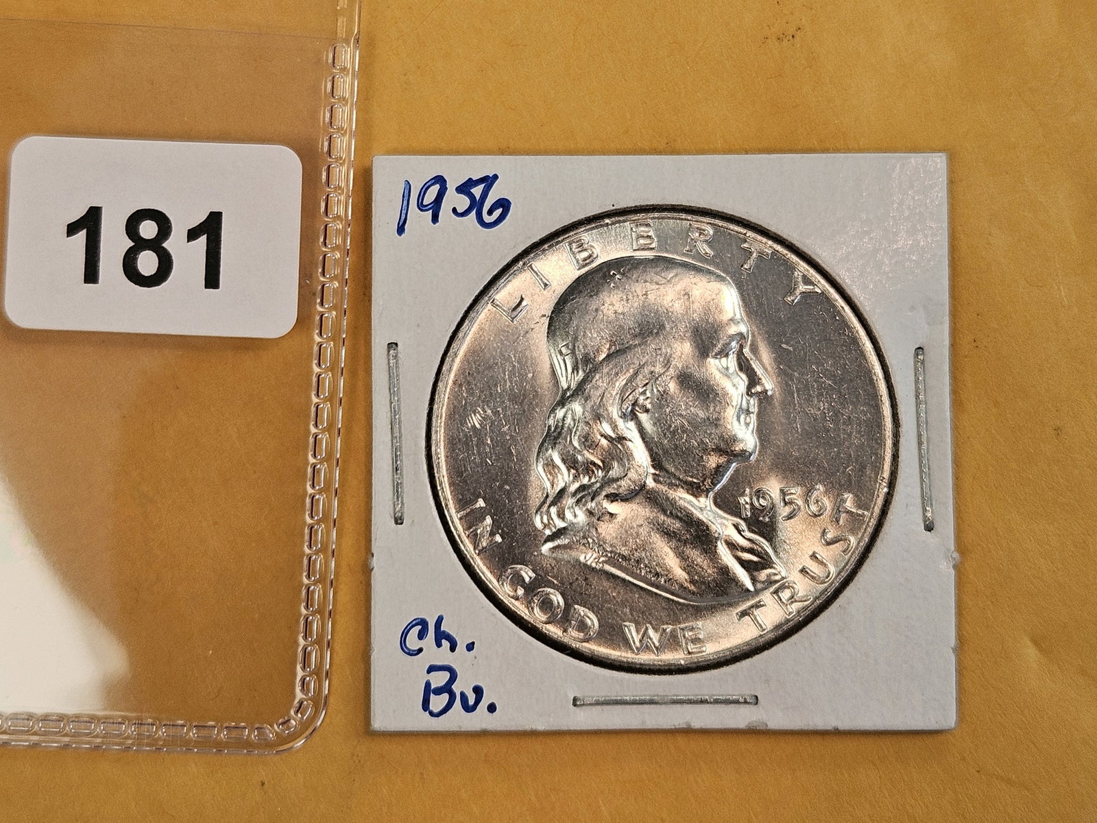 Choice Brilliant Uncirculated 1956 Franklin half Dollar - 2