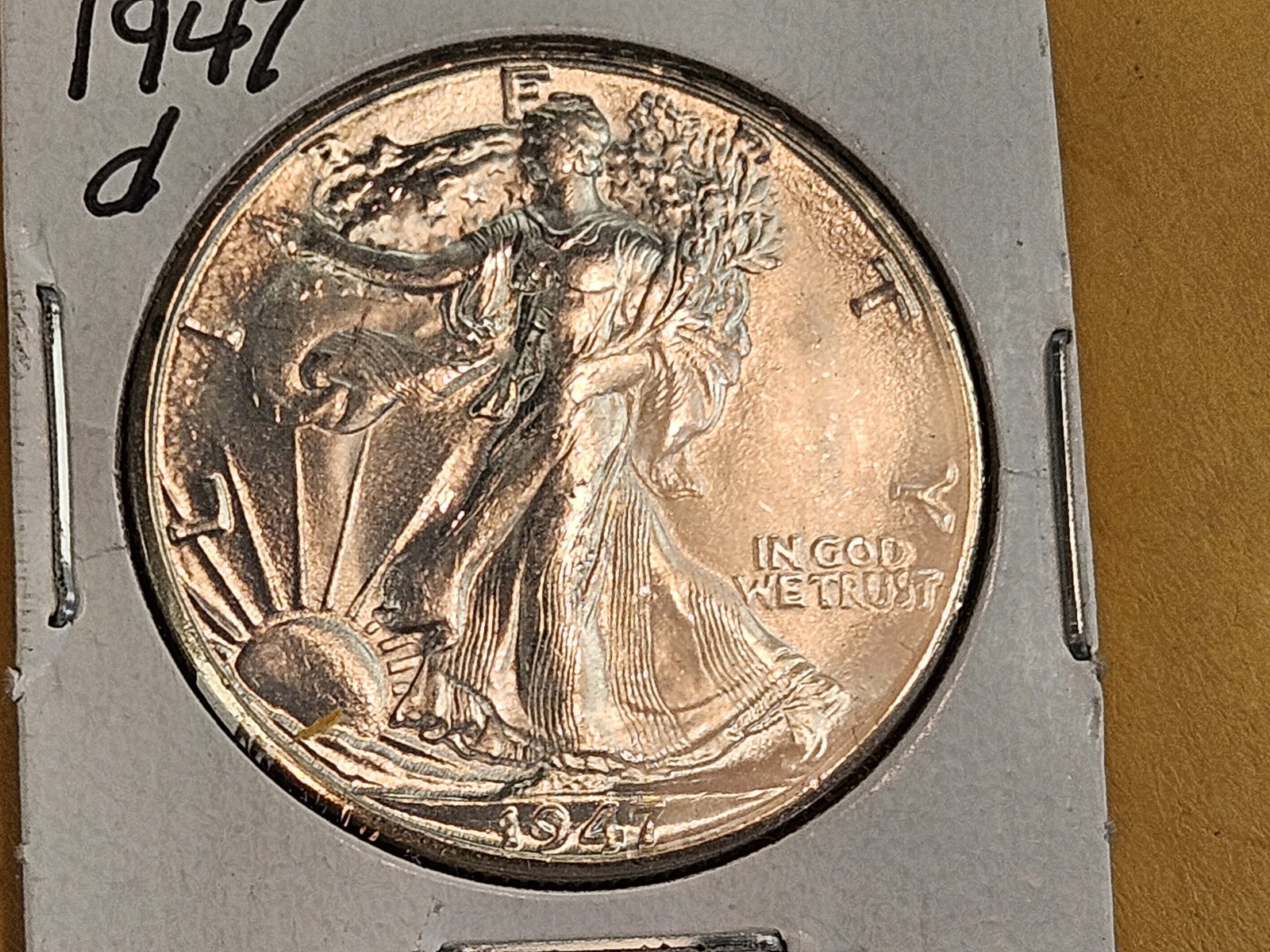 Very Choice Brilliant Uncirculated 1947-D Walking Liberty Half Dollar - 3