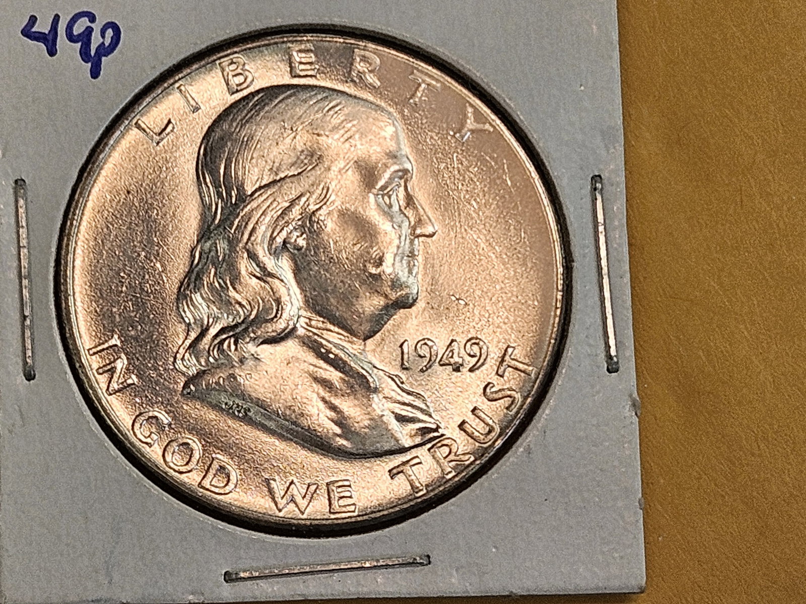 Choice Brilliant Uncirculated 1949 Franklin Half Dollar FBL - 3