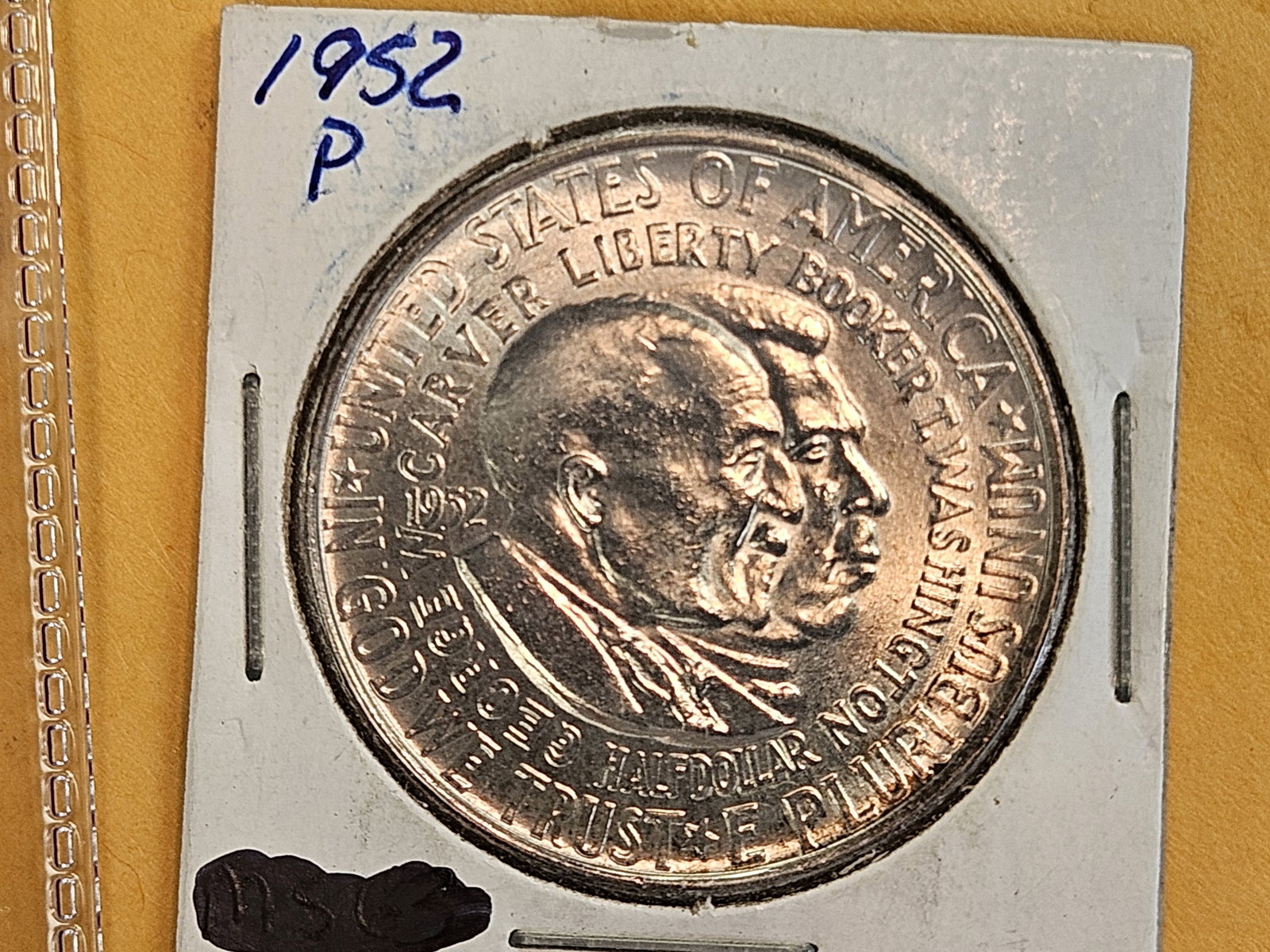 Very Choice Brilliant Uncirculated 1952 Commemorative silver half dollar: Booker T Washington and George Washington Carver