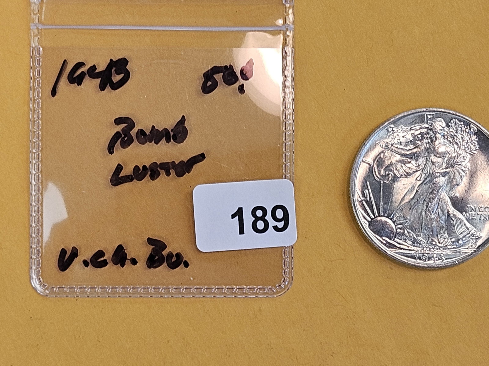 Very Choice Brilliant Uncirculated 1943 Walking Liberty Half Dollar - 2