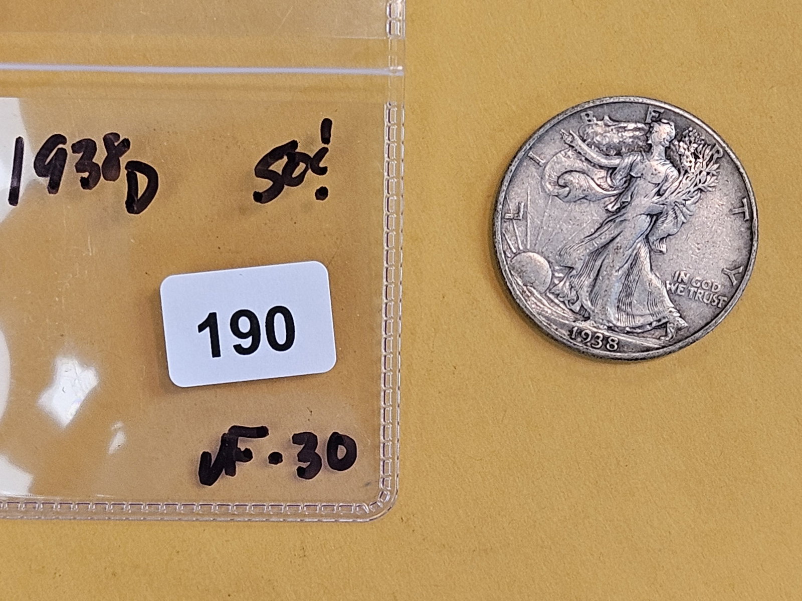 KEY DATE 1938-D Walking Liberty Half Dollar - 2