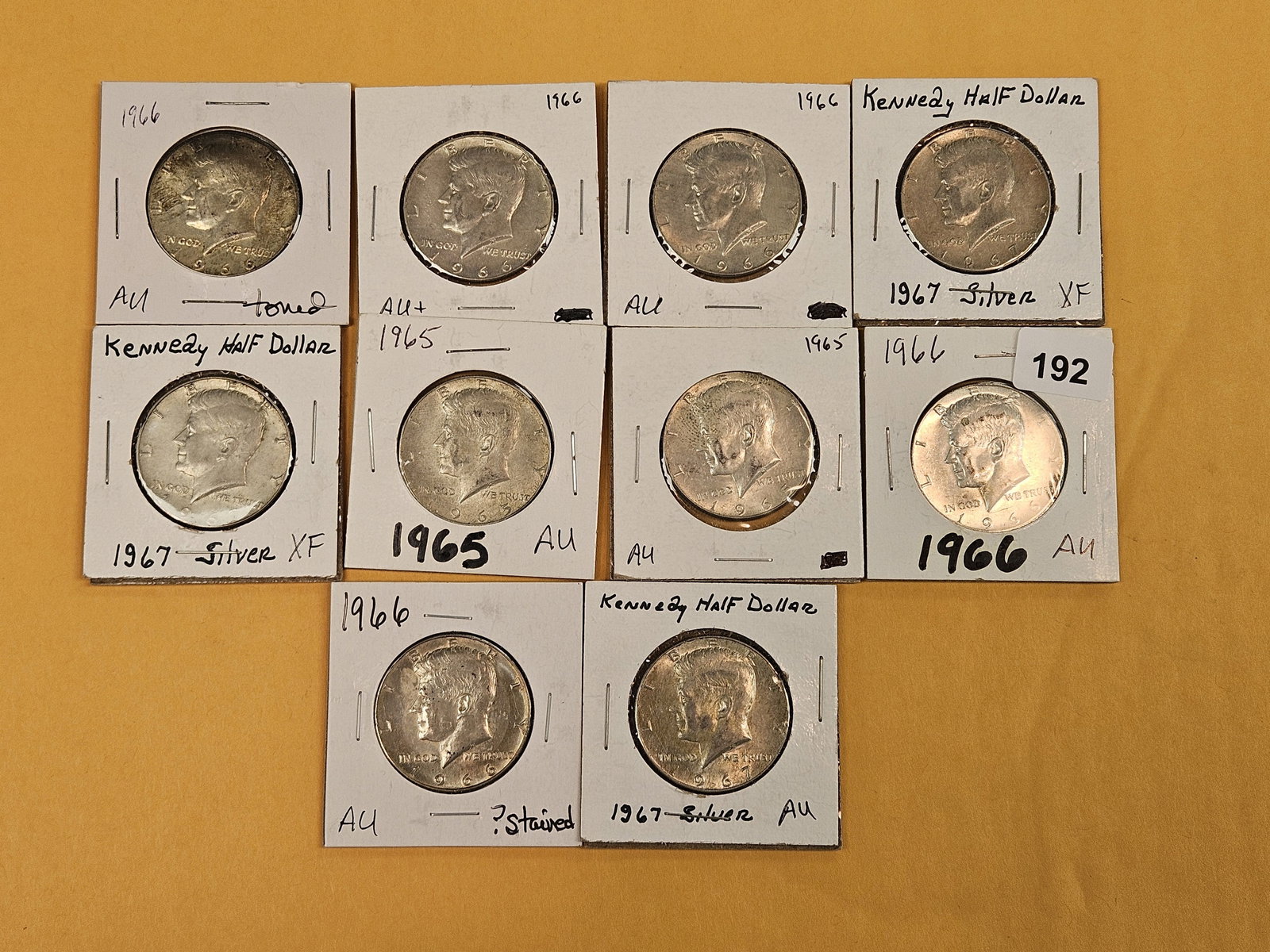 Ten, mixed, Silver Kennedy half Dollars - 2