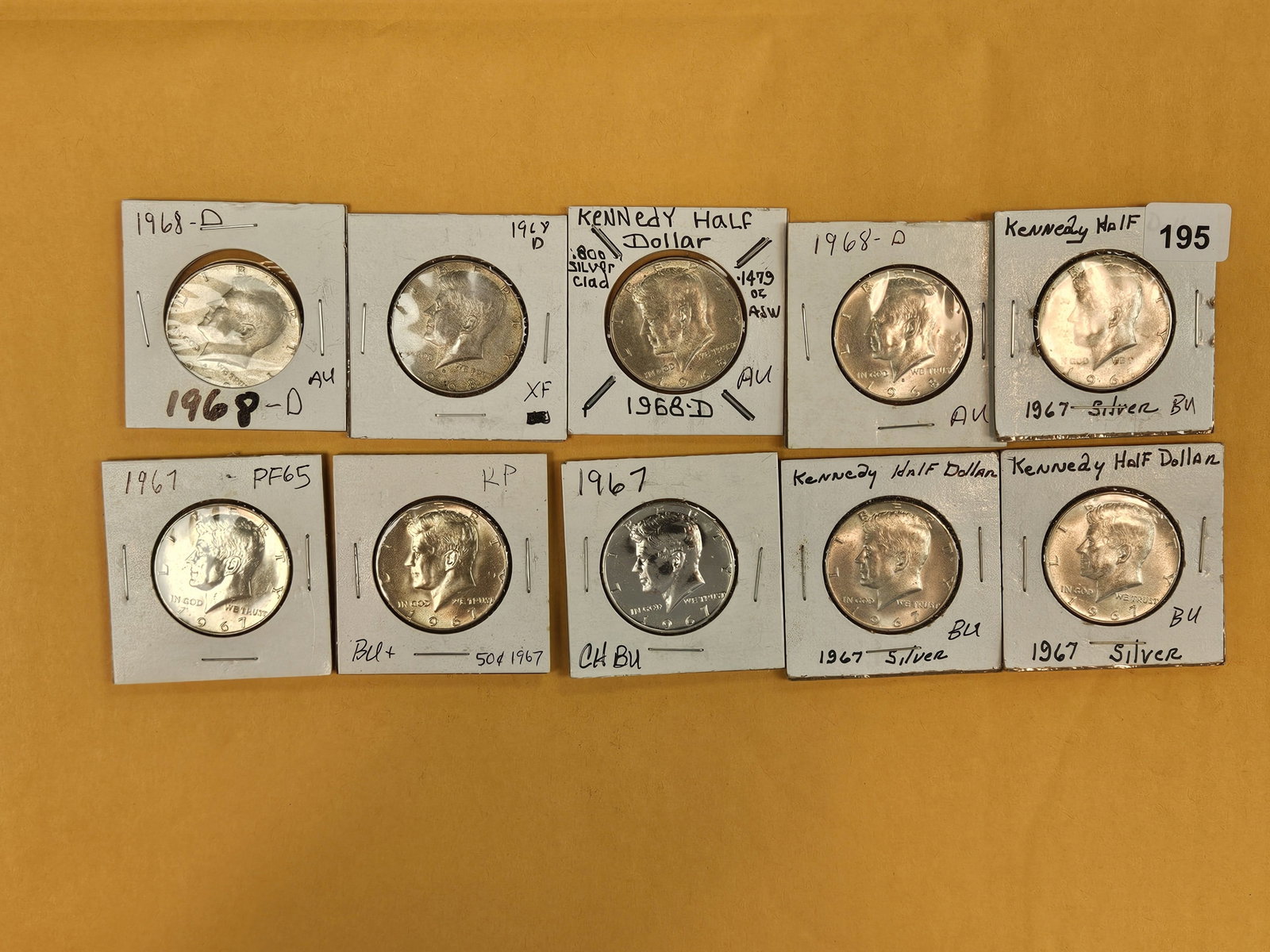 Ten, mixed, Silver Kennedy half Dollars: All 40% silvers